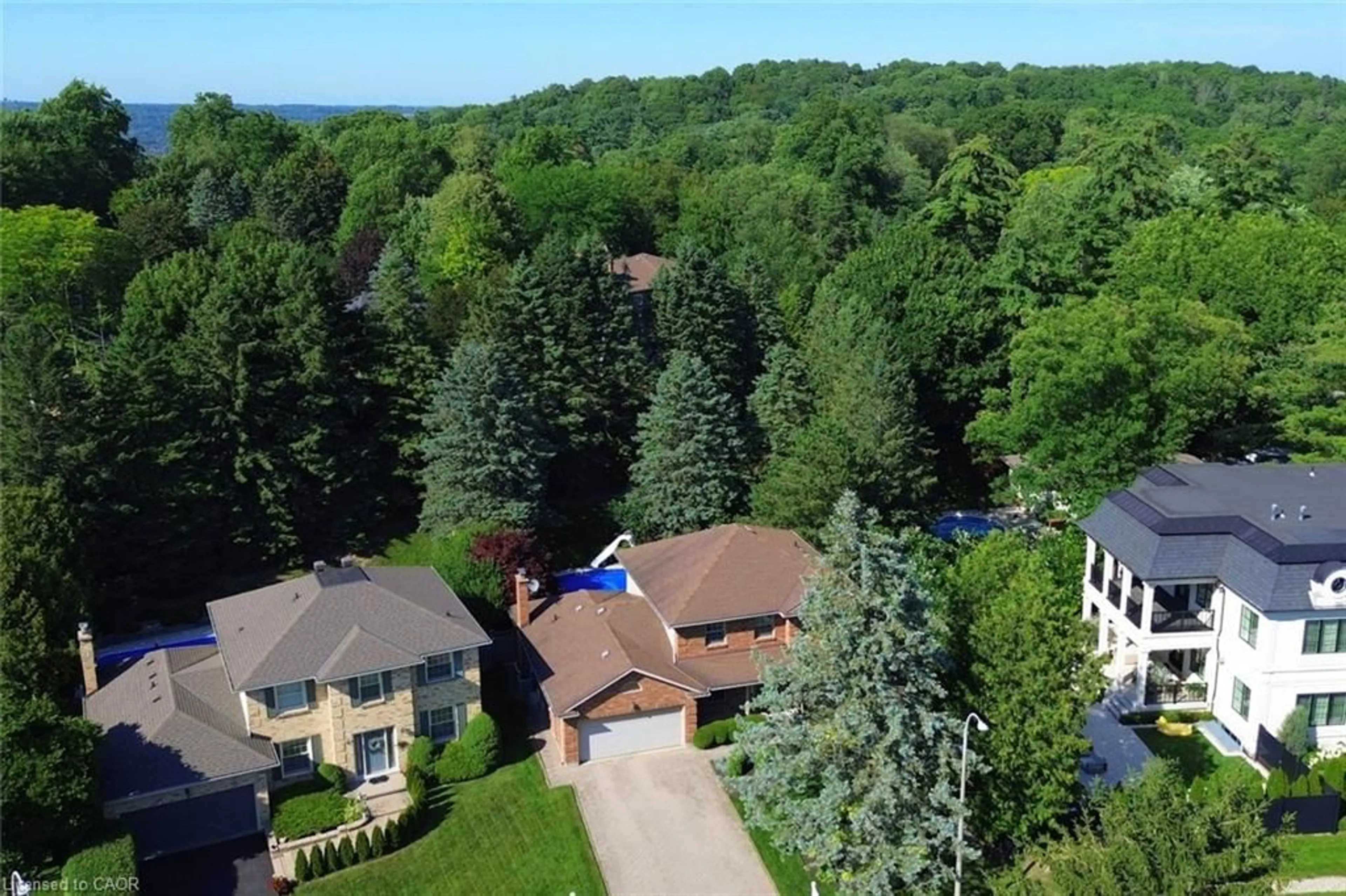A pic from outside/outdoor area/front of a property/back of a property/a pic from drone, forest/trees view for Dr, Ancaster Ontario L9G 3Z9