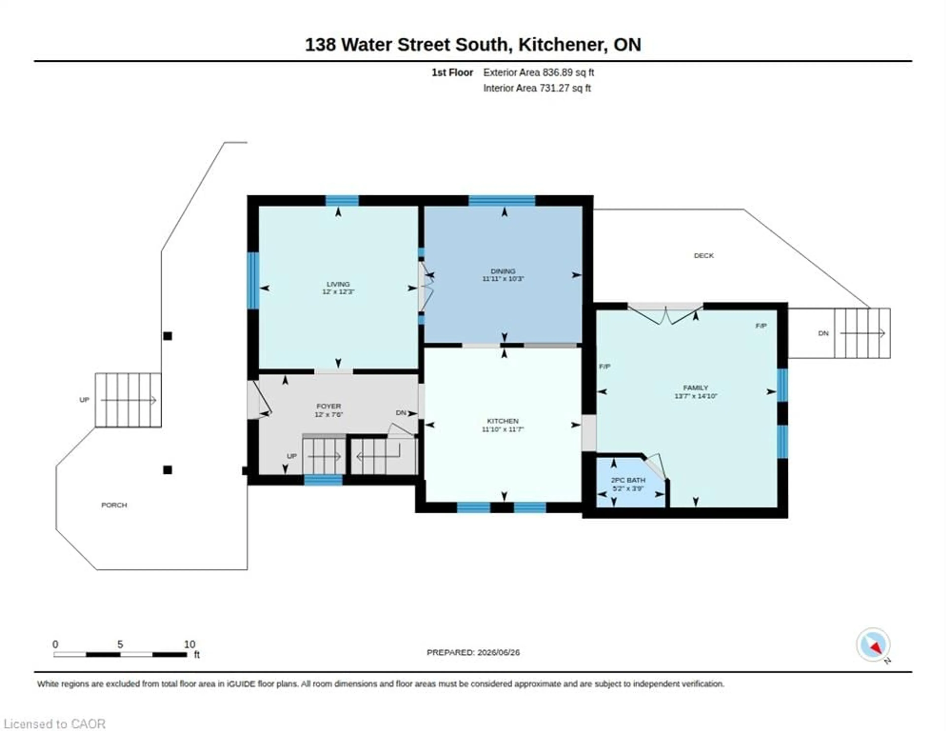 Floor plan for St, Kitchener Ontario N2G 1Z5