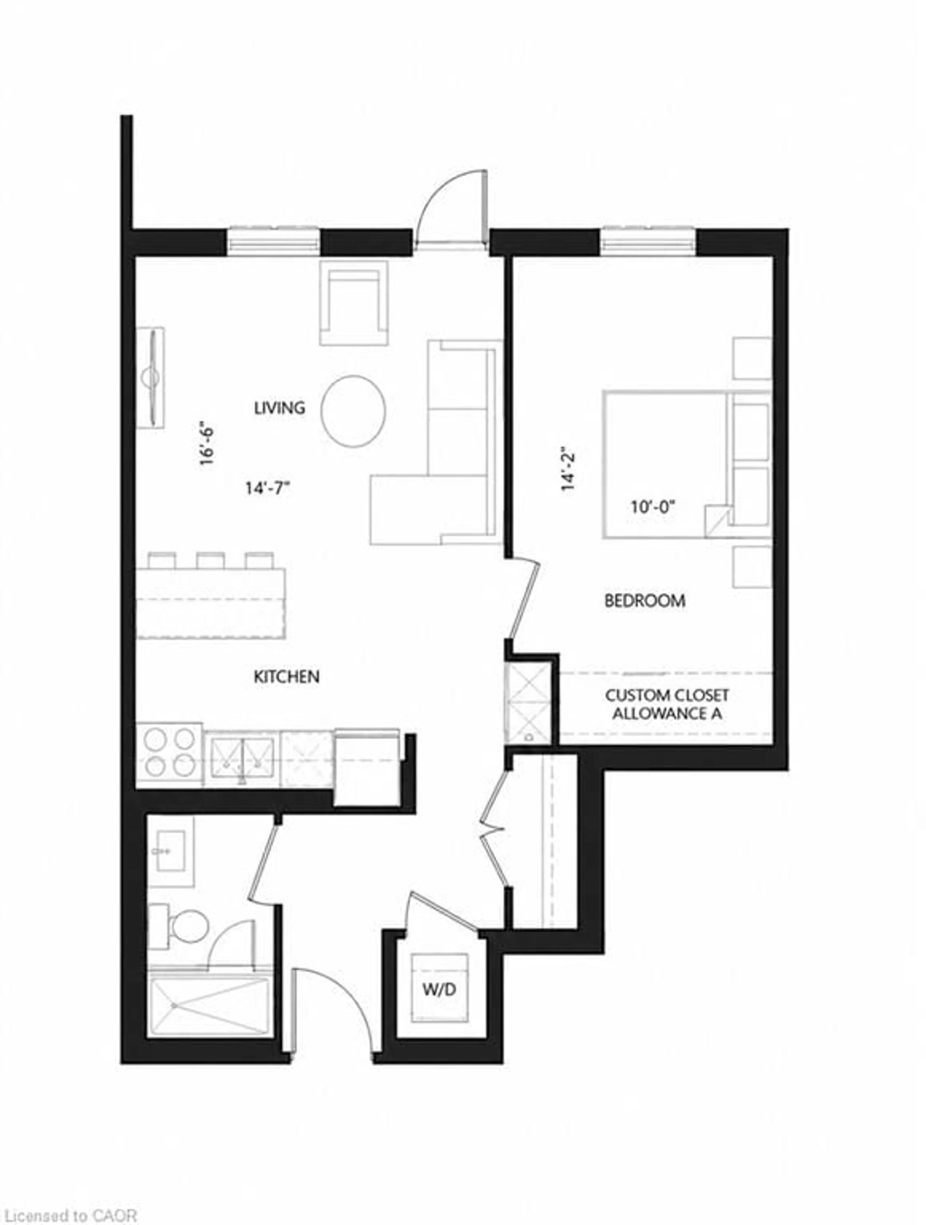Floor plan for 181 King St #1111, Waterloo Ontario N2J 0E7