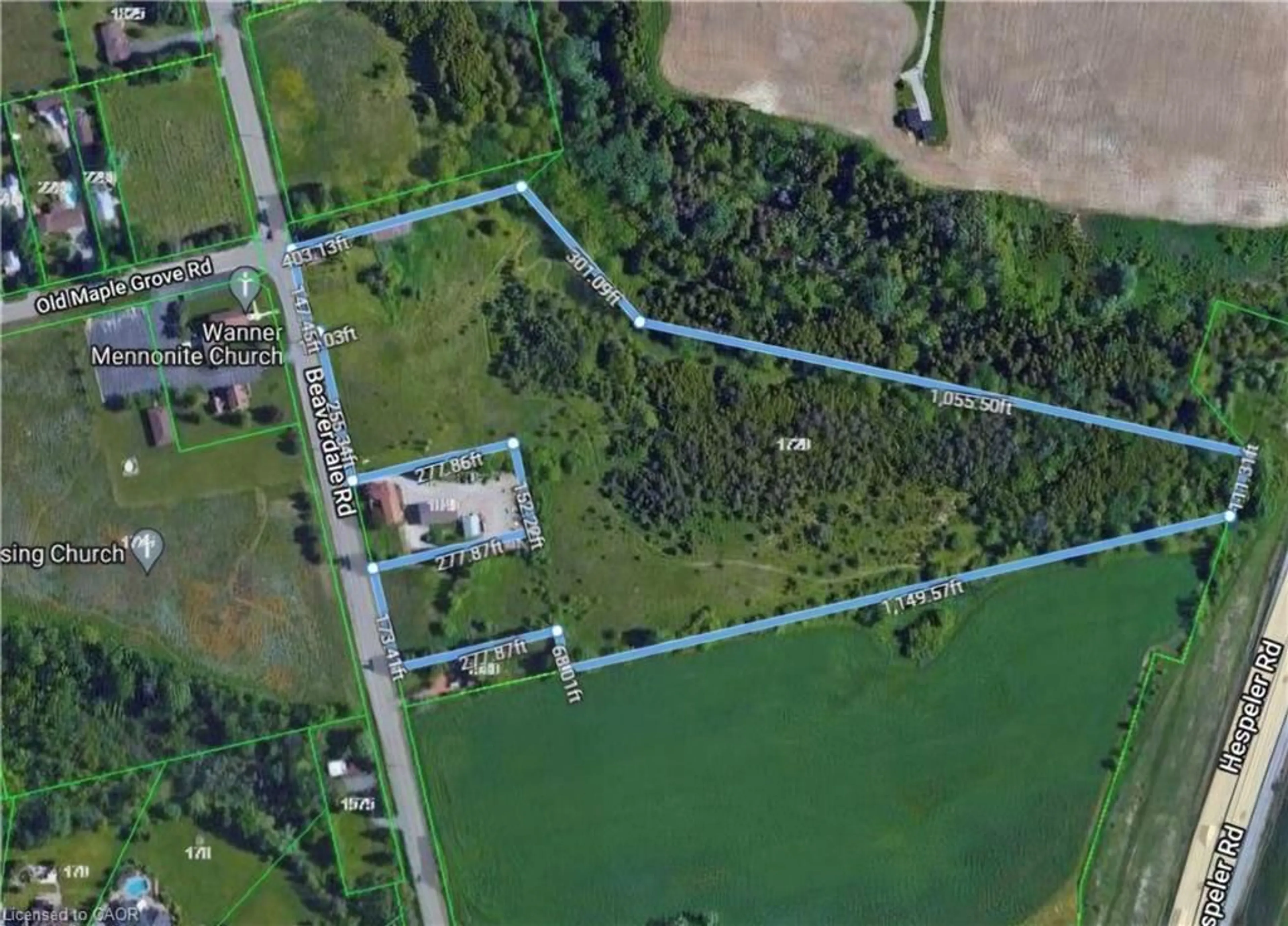 A pic from outside/outdoor area/front of a property/back of a property/a pic from drone, street for 1720 Beaverdale Rd #(15 acres), Cambridge Ontario N3C 2V3