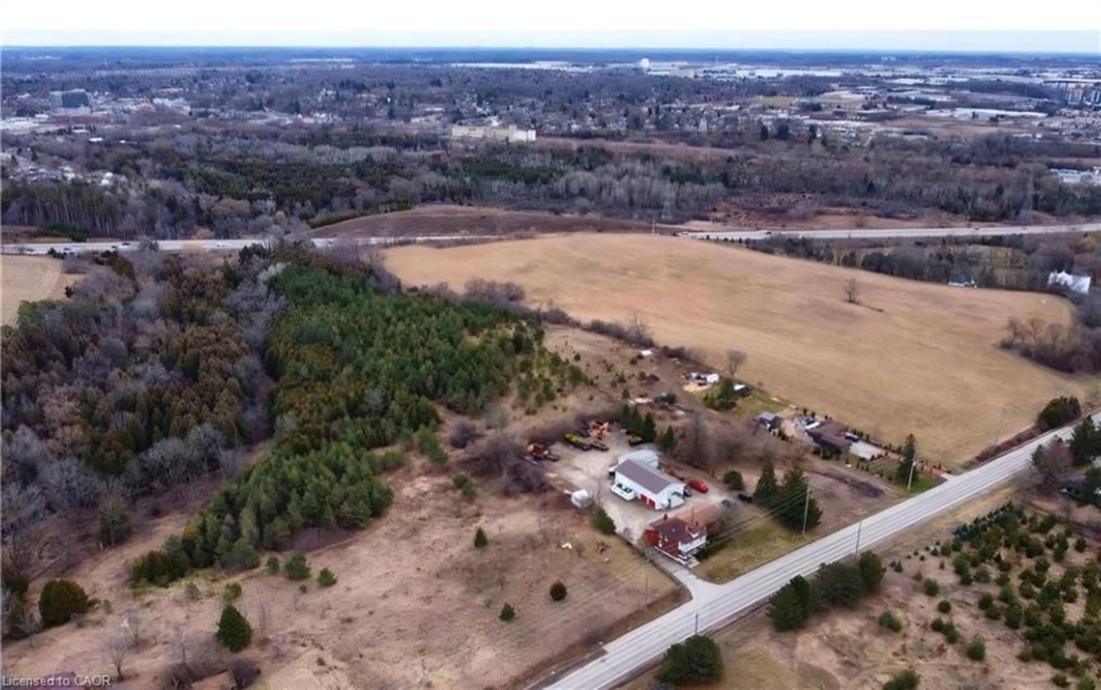 A pic from outside/outdoor area/front of a property/back of a property/a pic from drone, unknown for 1720 Beaverdale Rd #(15 acres), Cambridge Ontario N3C 2V3