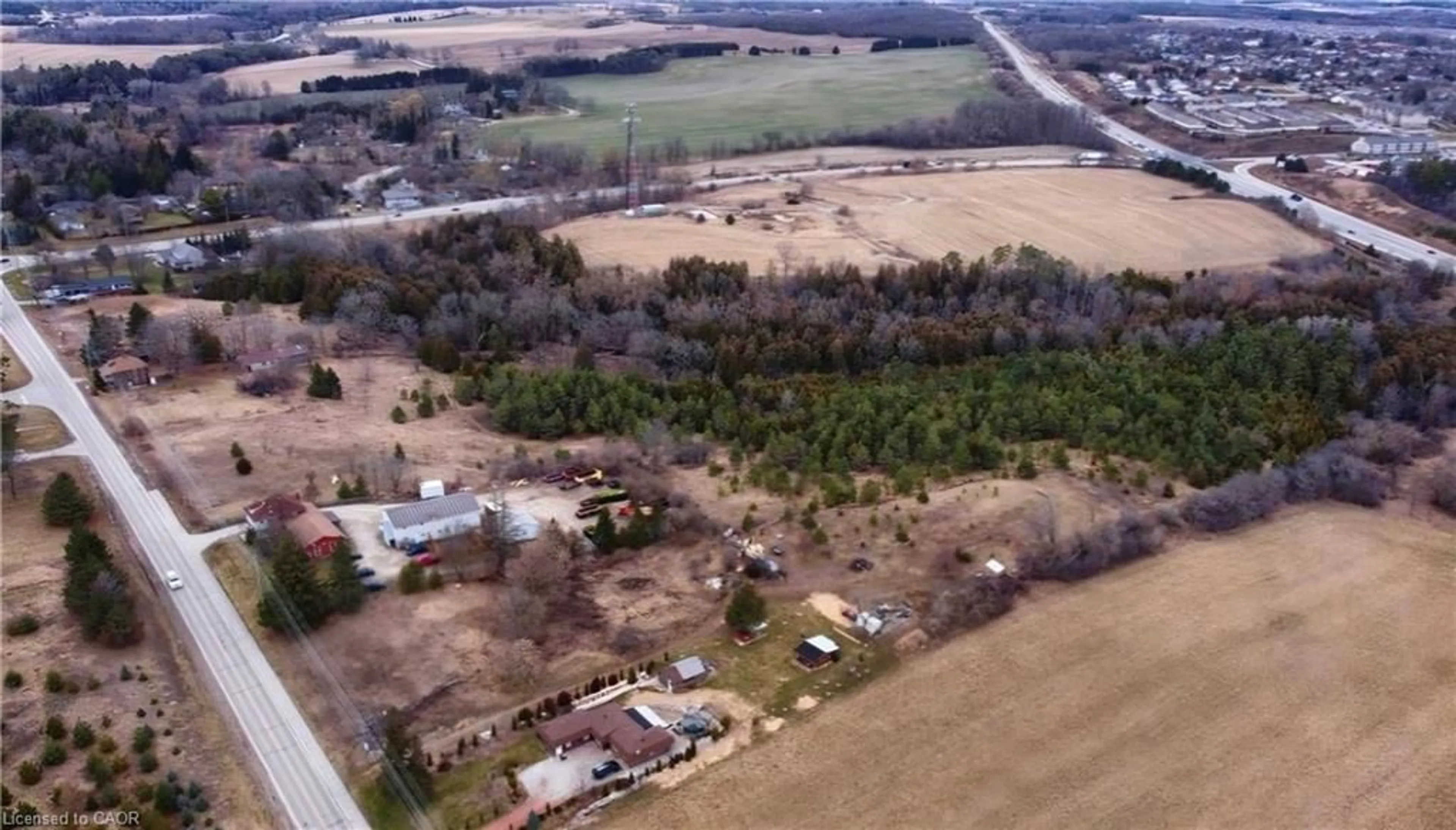 A pic from outside/outdoor area/front of a property/back of a property/a pic from drone, unknown for 1720 Beaverdale Rd #(15 acres), Cambridge Ontario N3C 2V3