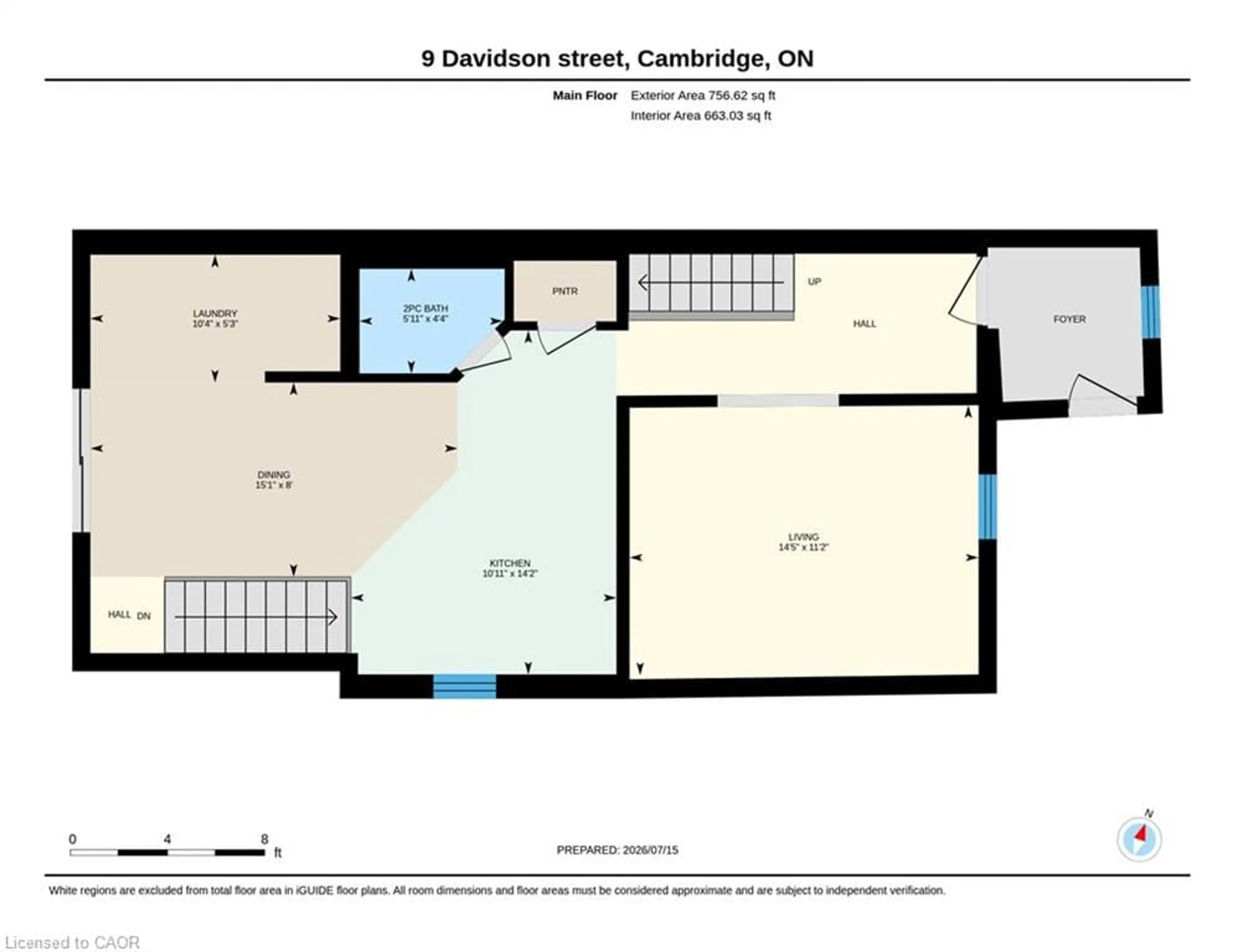 Floor plan for 9 Davidson St, Cambridge Ontario N1S 2T8