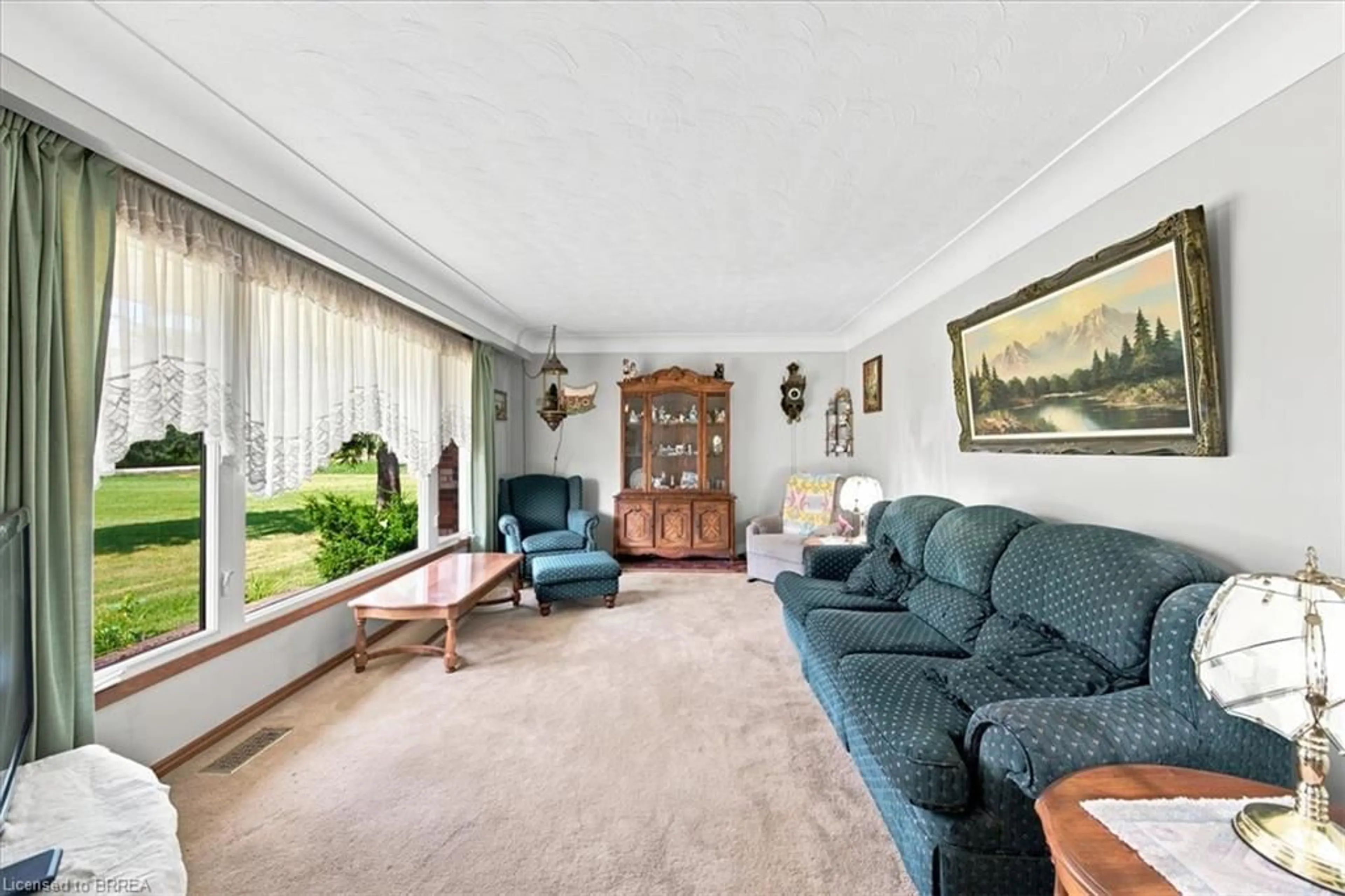 Living room with furniture, carpet floor for 82 Salt Springs Church Rd, Brantford Ontario N3T 5L9