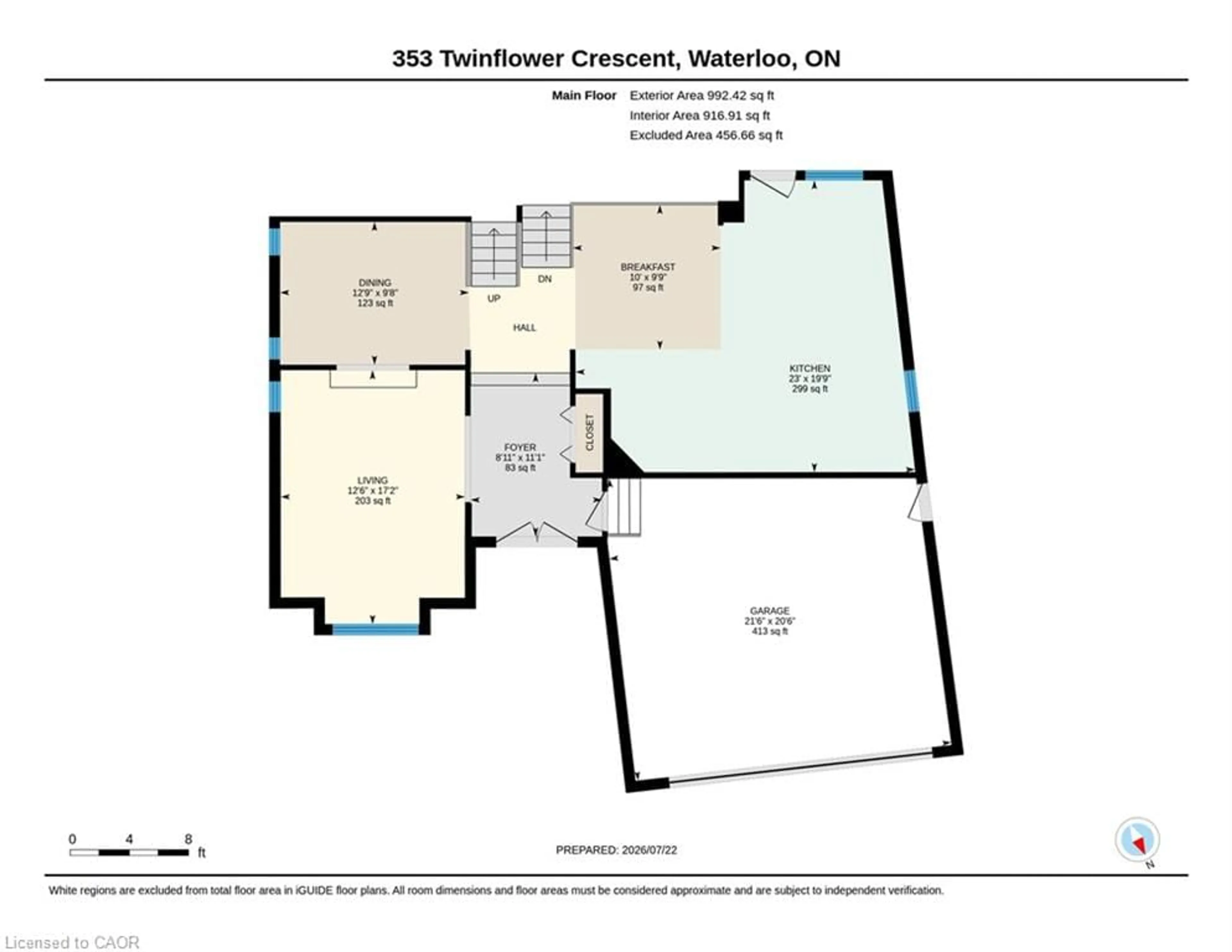 Floor plan for 353 Twinflower Cres, Waterloo Ontario N2V 1X2