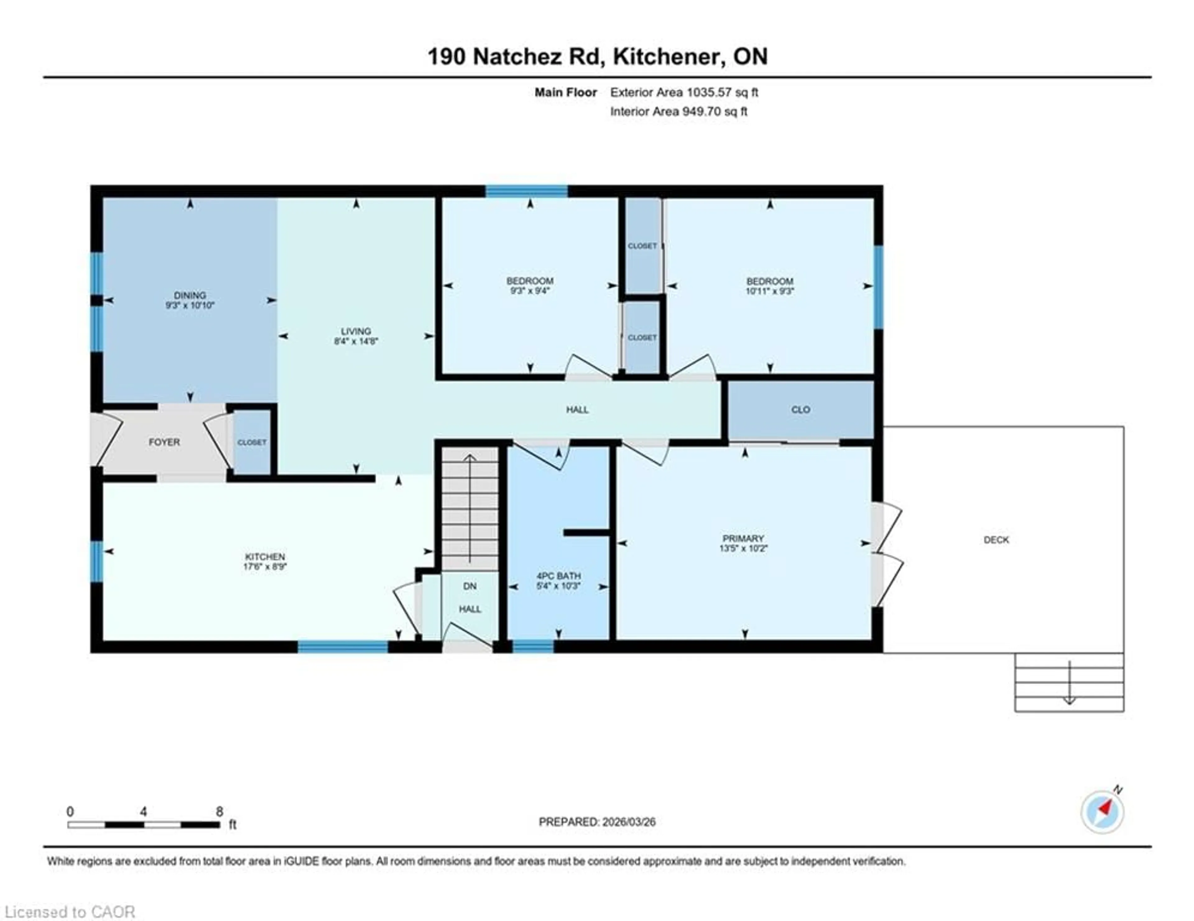Floor plan for 190 Natchez Rd, Kitchener Ontario N2B 3L2