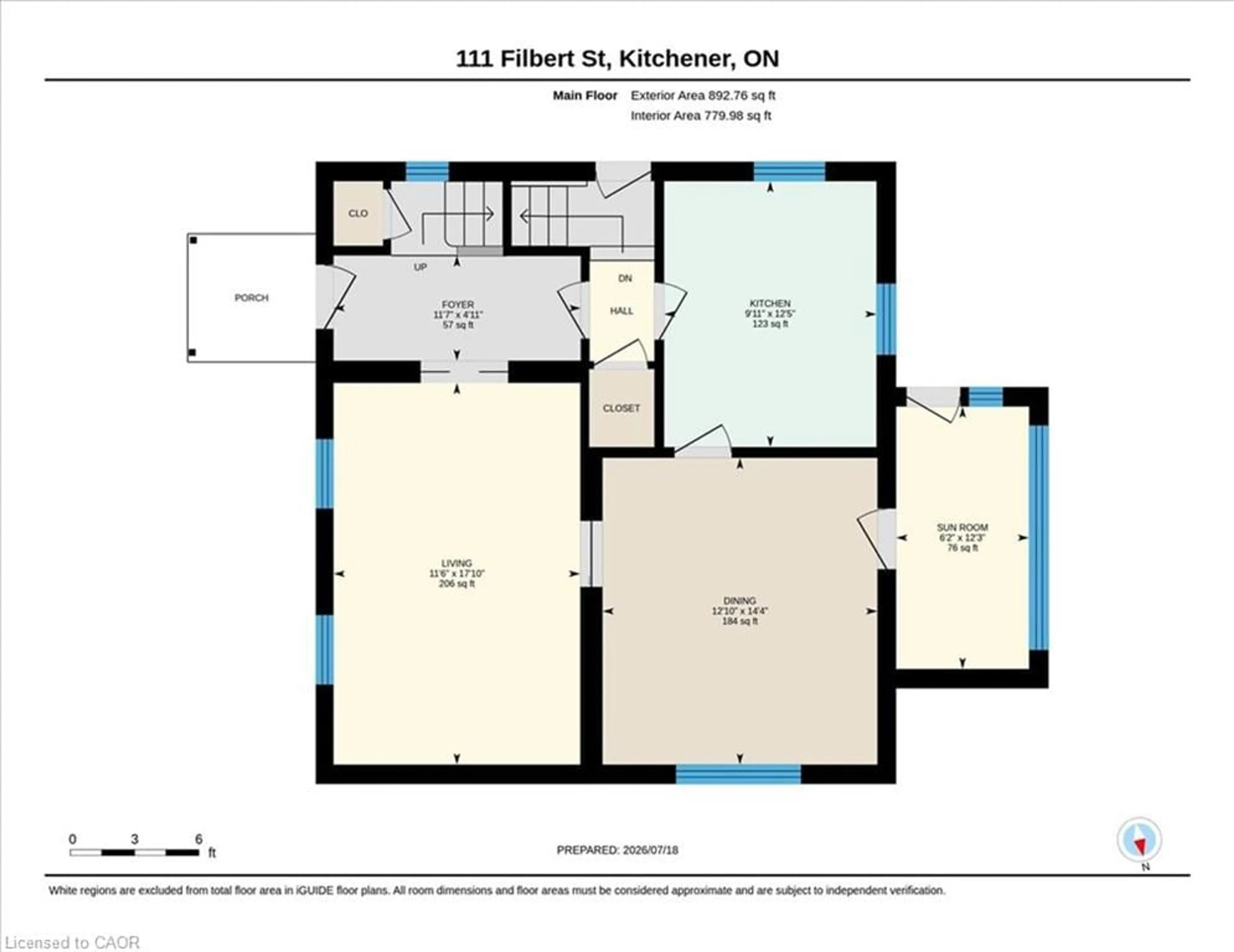 Floor plan for 111 Filbert St, Kitchener Ontario N2H 1Y3