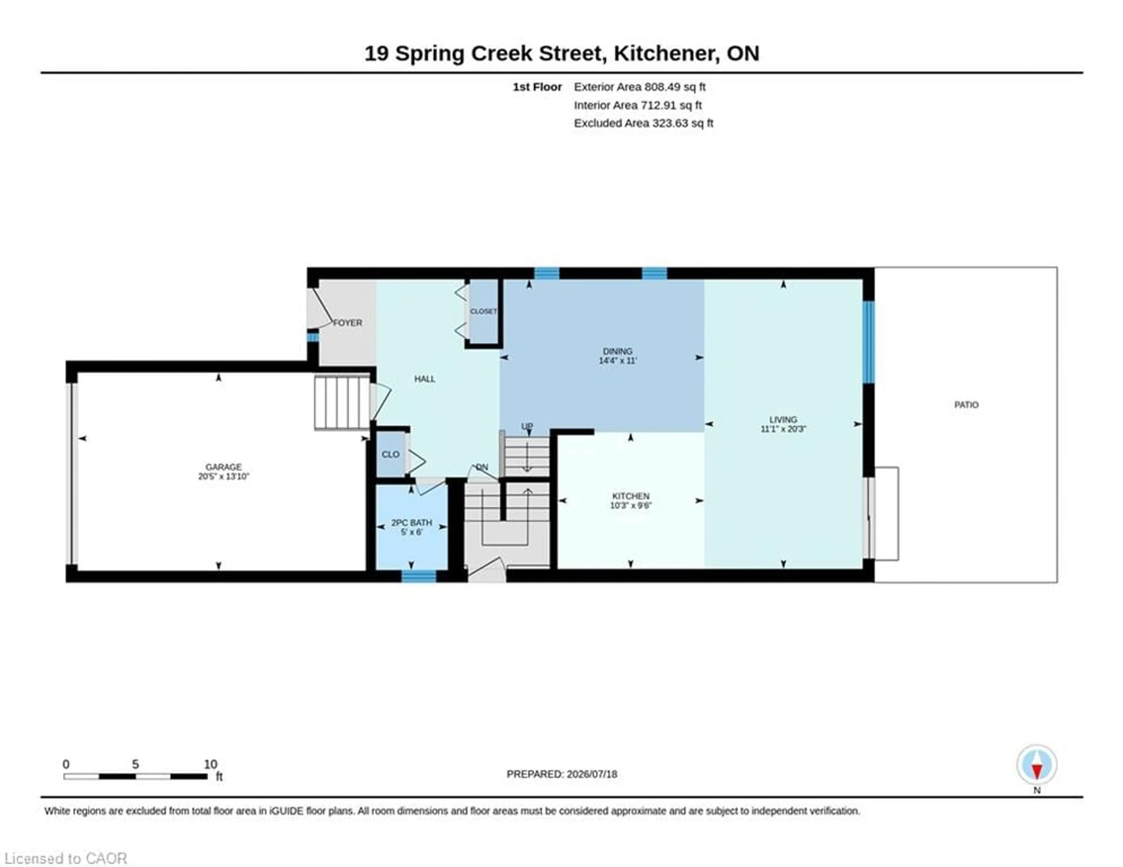 Floor plan for 19 Springcreek St, Kitchener Ontario N2A 0G3