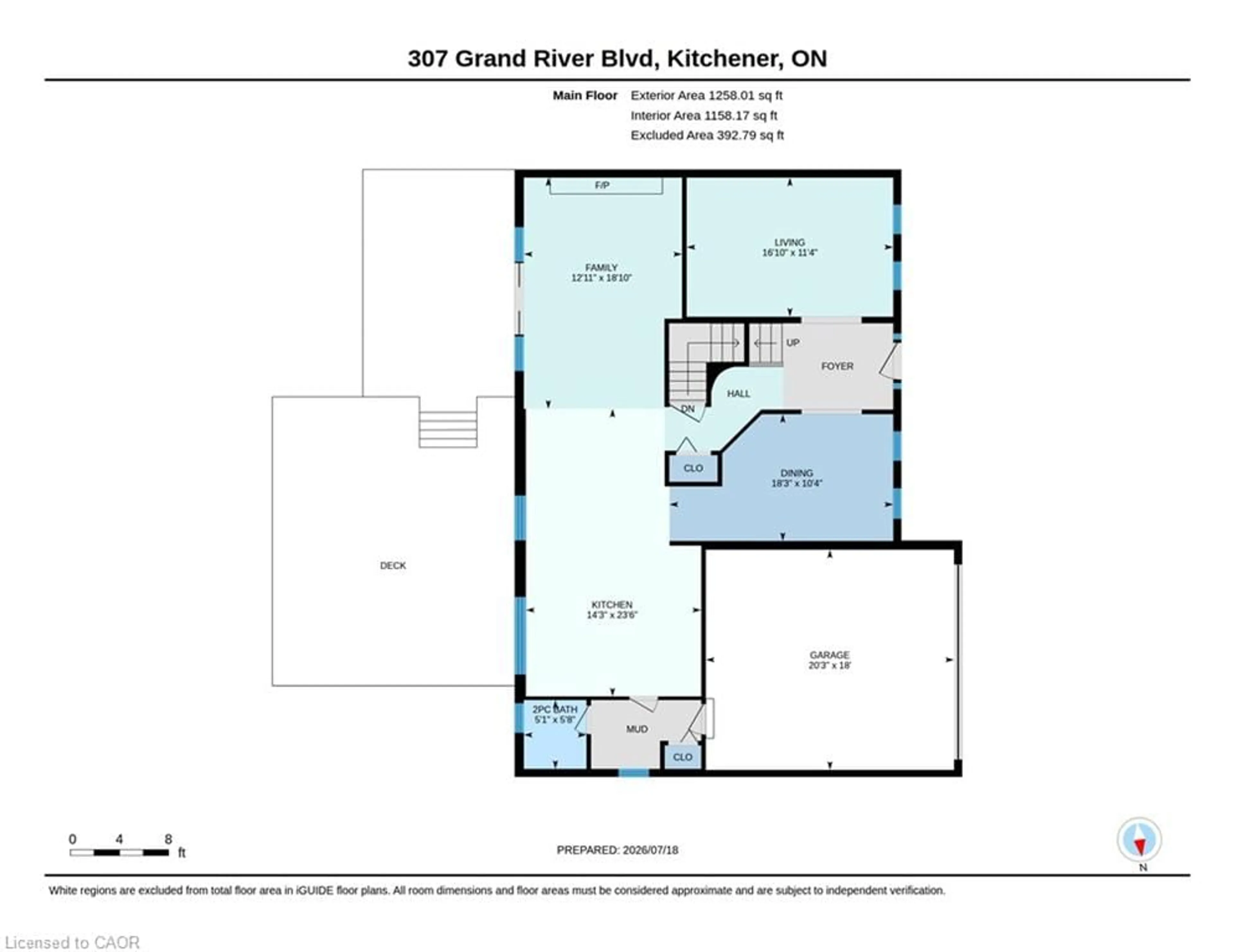 Floor plan for 307 Grand River Blvd, Kitchener Ontario N2A 3H4