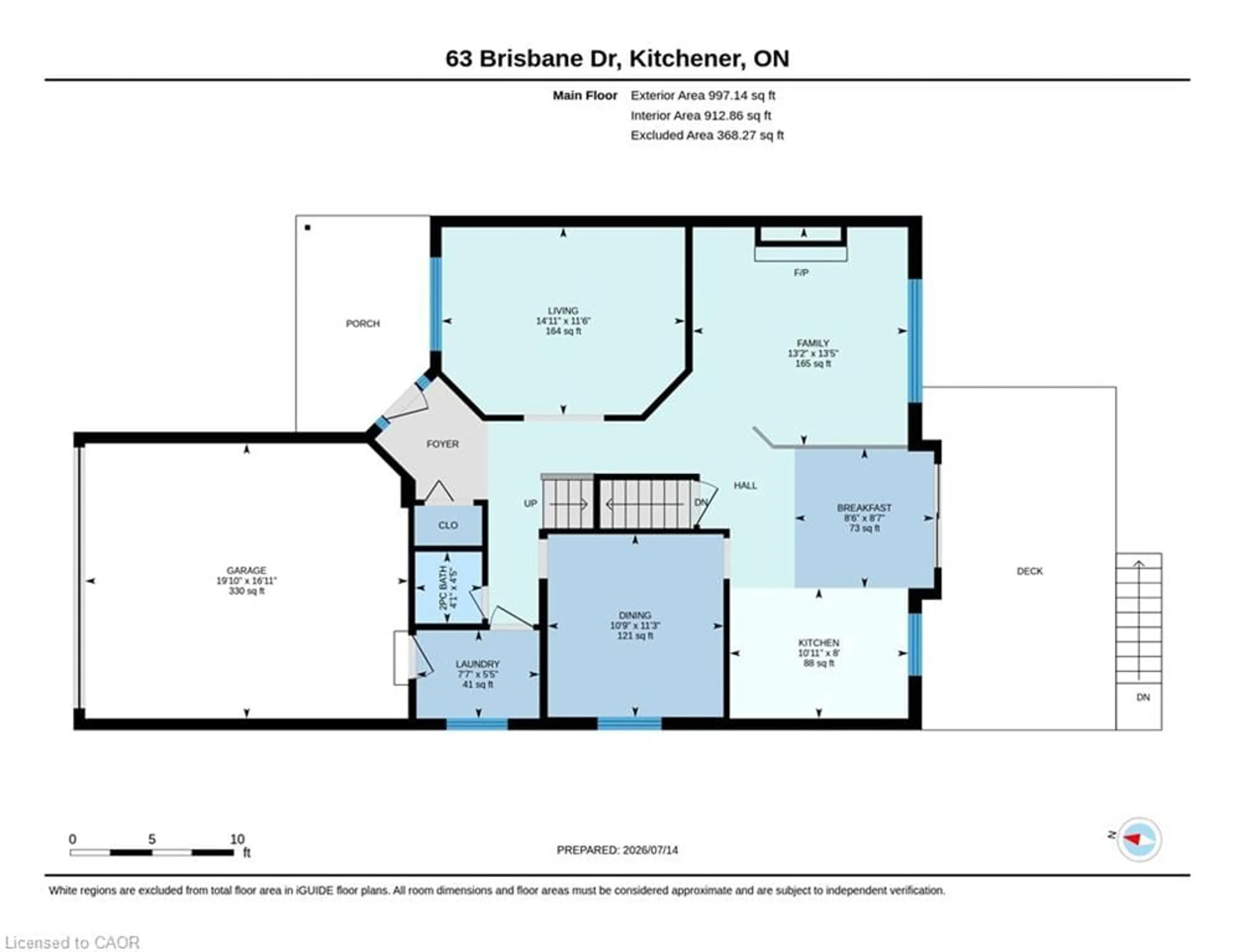 Floor plan for 63 Brisbane Dr, Kitchener Ontario N2C 2T6