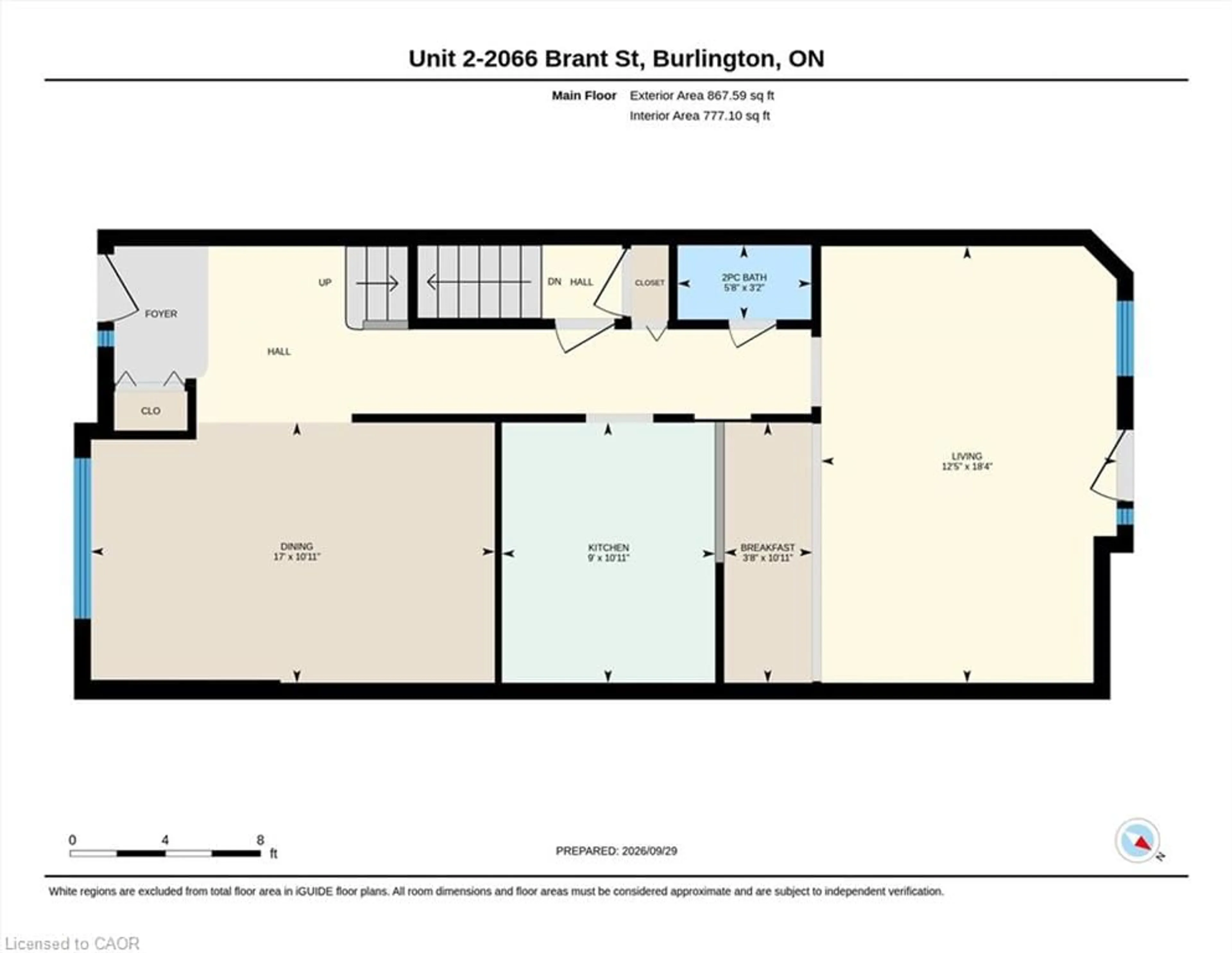 Floor plan for 2066 Brant St #2, Burlington Ontario L7P 3A6