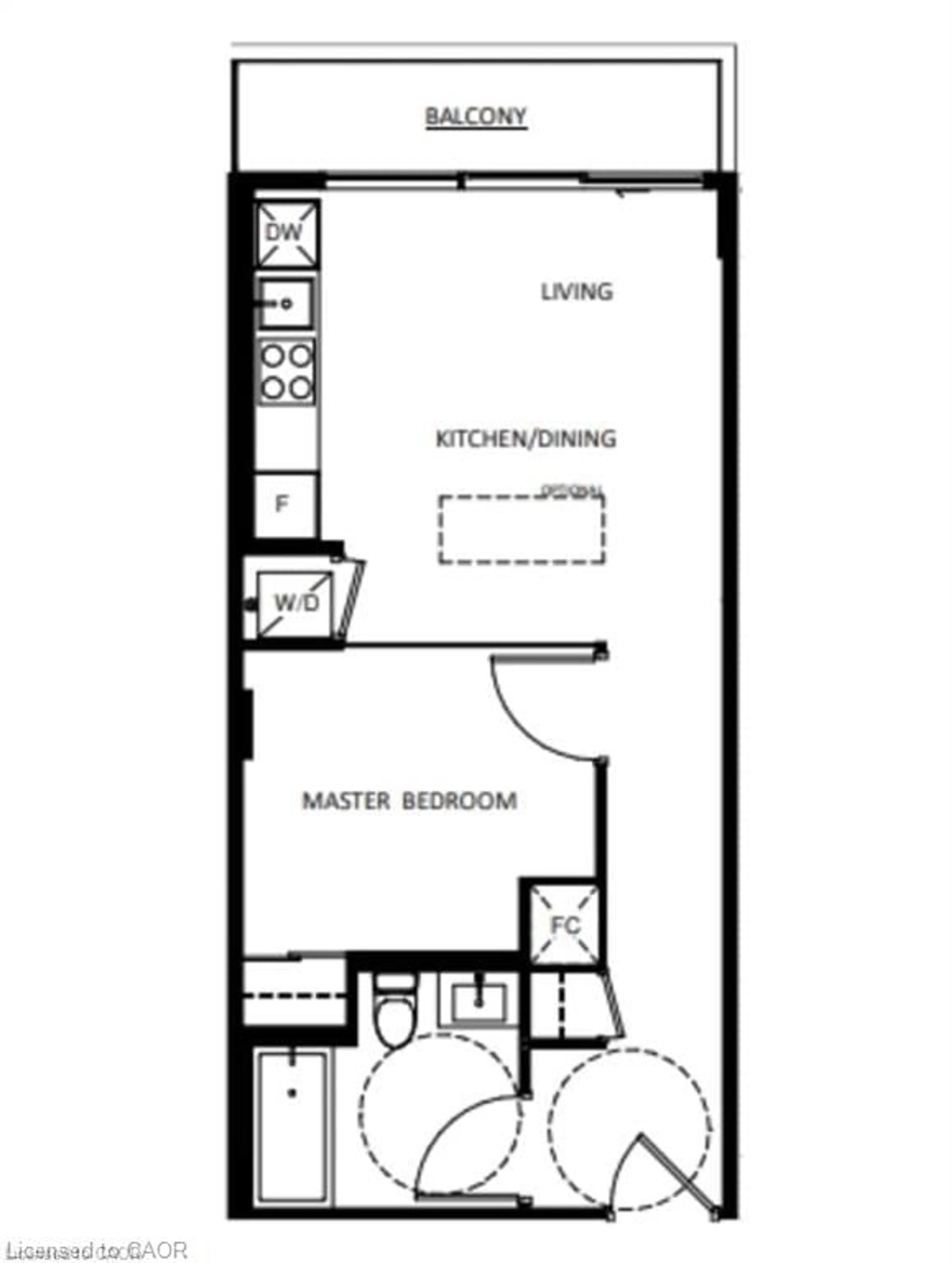 Floor plan for 1 Jarvis St #425, Hamilton Ontario L8R 3J2