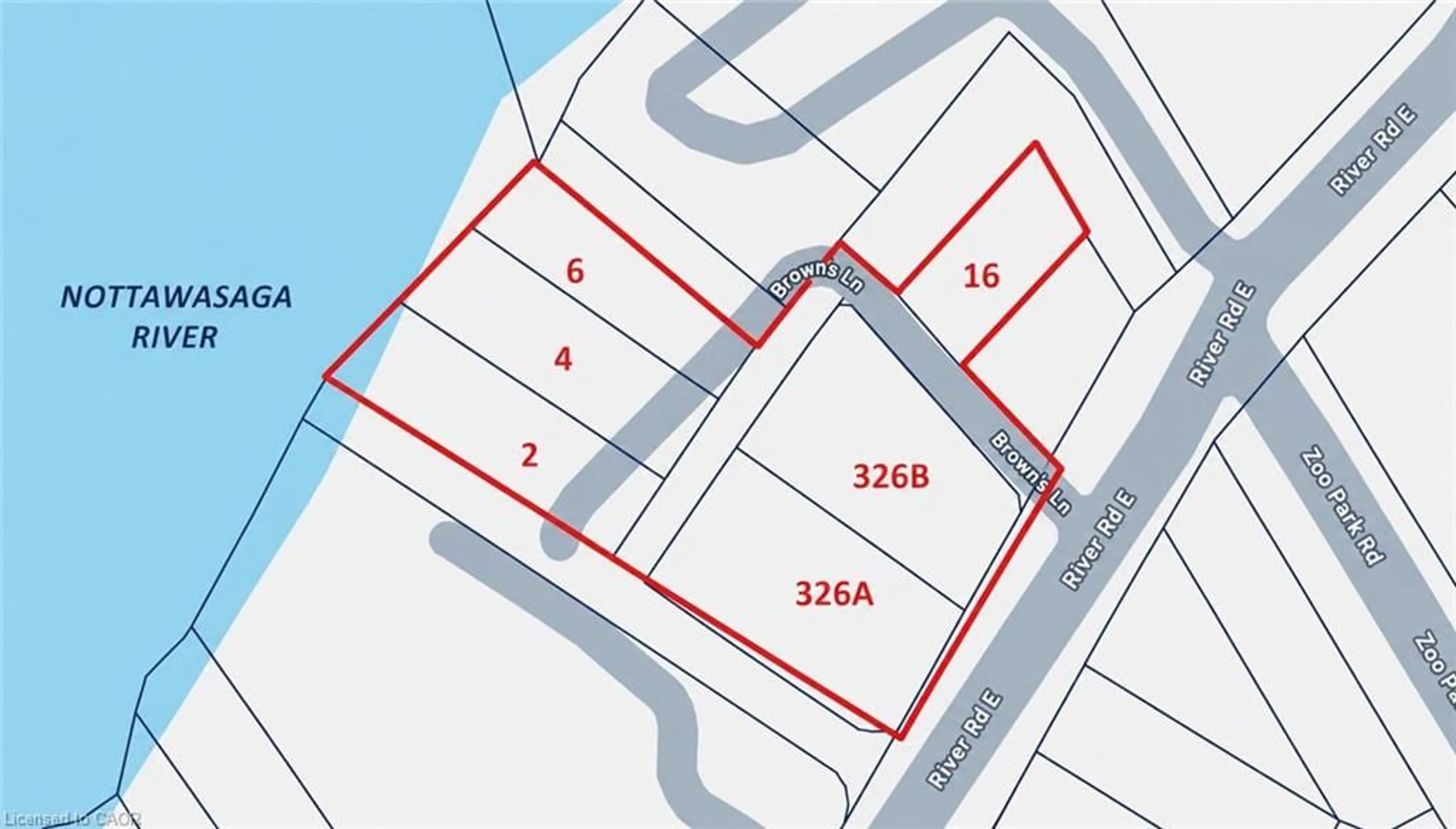 Picture of a map for 0 River Rd, Wasaga Beach Ontario L3B 5N6