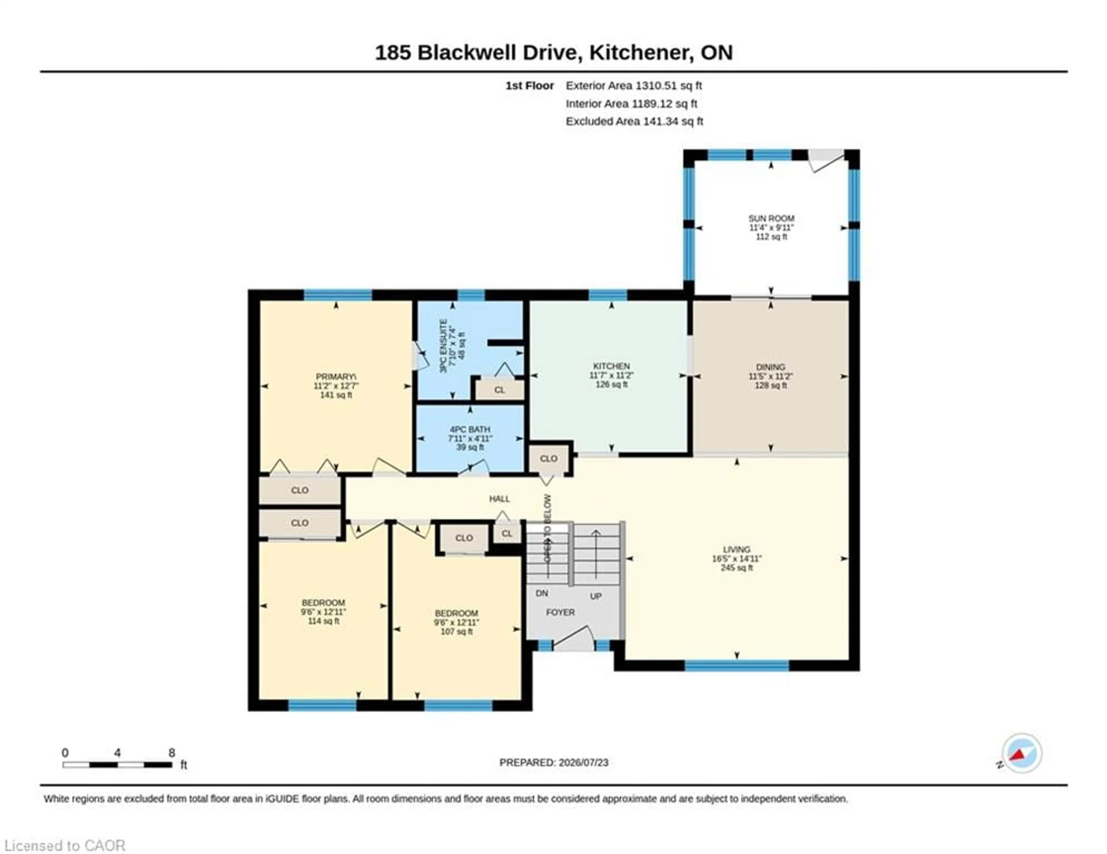 Floor plan for 185 Blackwell Dr, Kitchener Ontario N2N 2S2