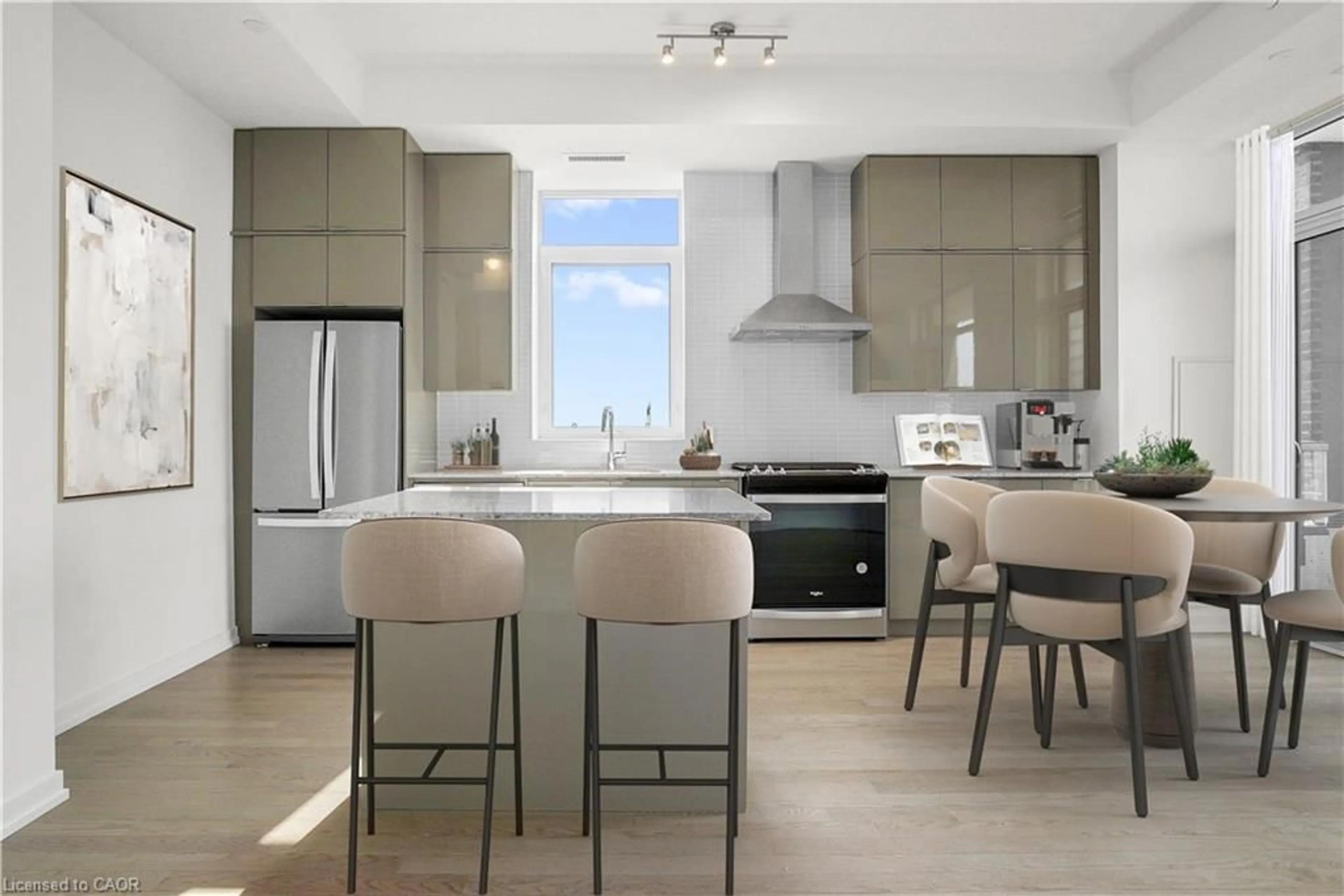Open concept kitchen, ceramic/tile floor for 55 Duke St #420, Kitchener Ontario N2H 0C9