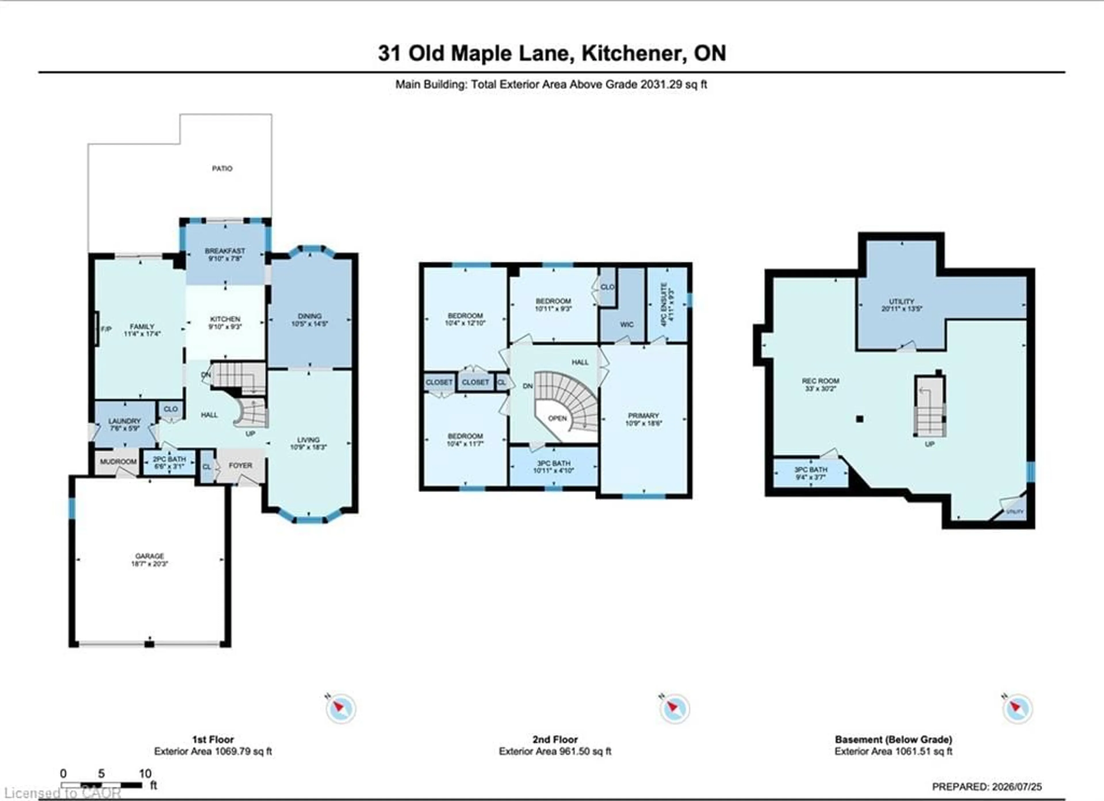 Floor plan for 31 Old Maple Lane, Kitchener Ontario N2N 2K4
