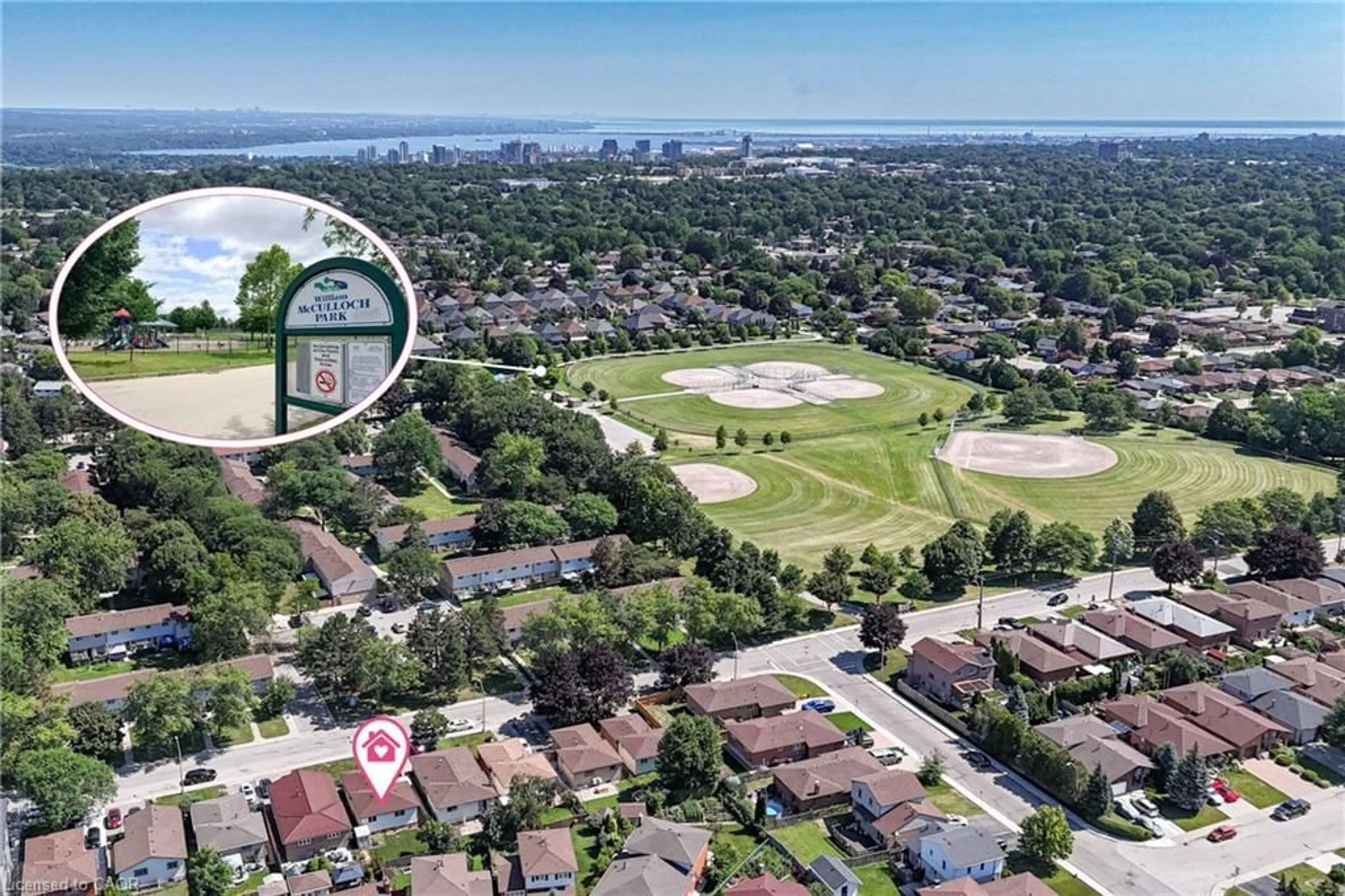 A pic from outside/outdoor area/front of a property/back of a property/a pic from drone, water/lake/river/ocean view for 265 Bonaventure Dr, Hamilton Ontario L9C 7B2