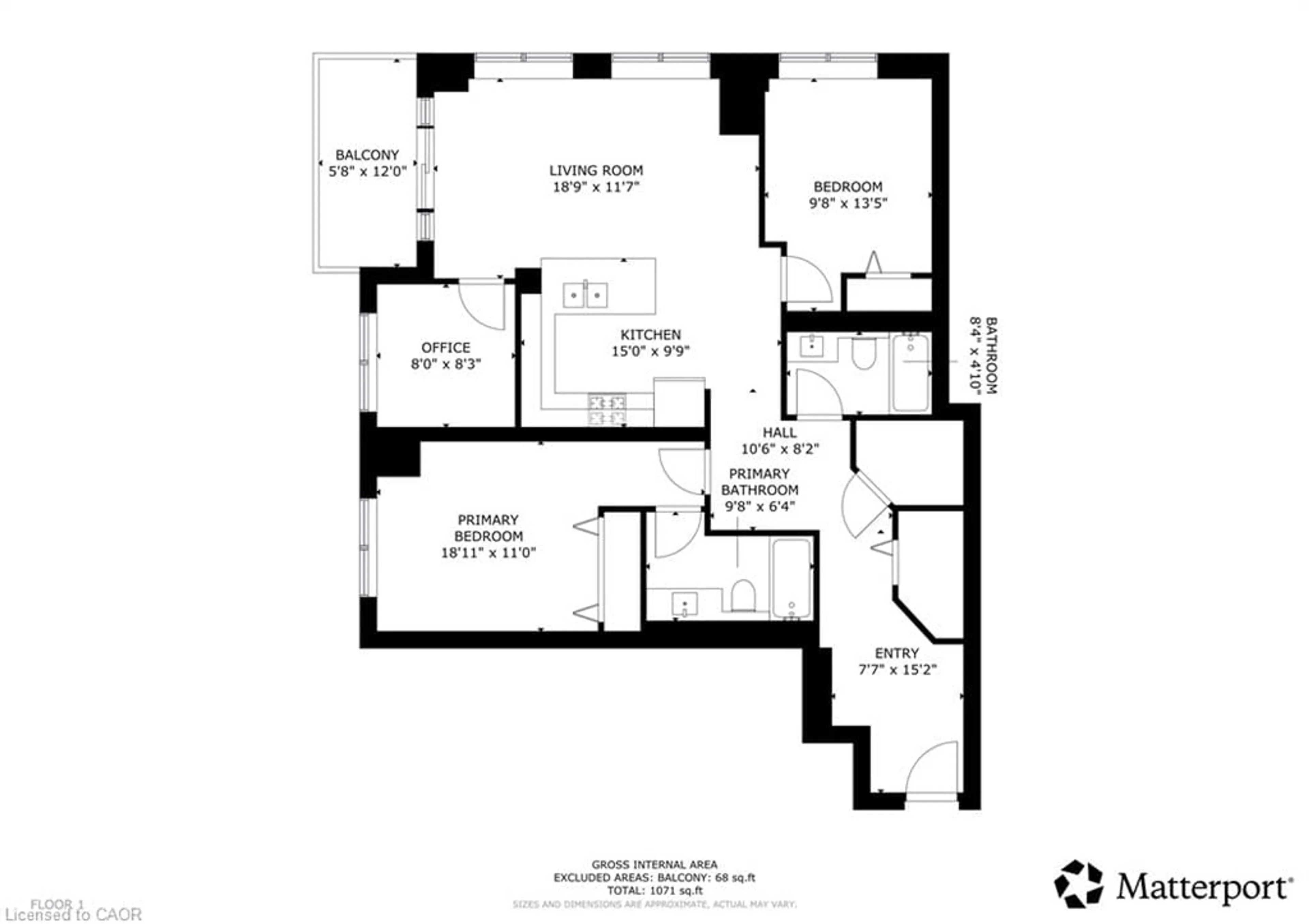 Floor plan for 144 Park St #808, Waterloo Ontario N2L 0B6