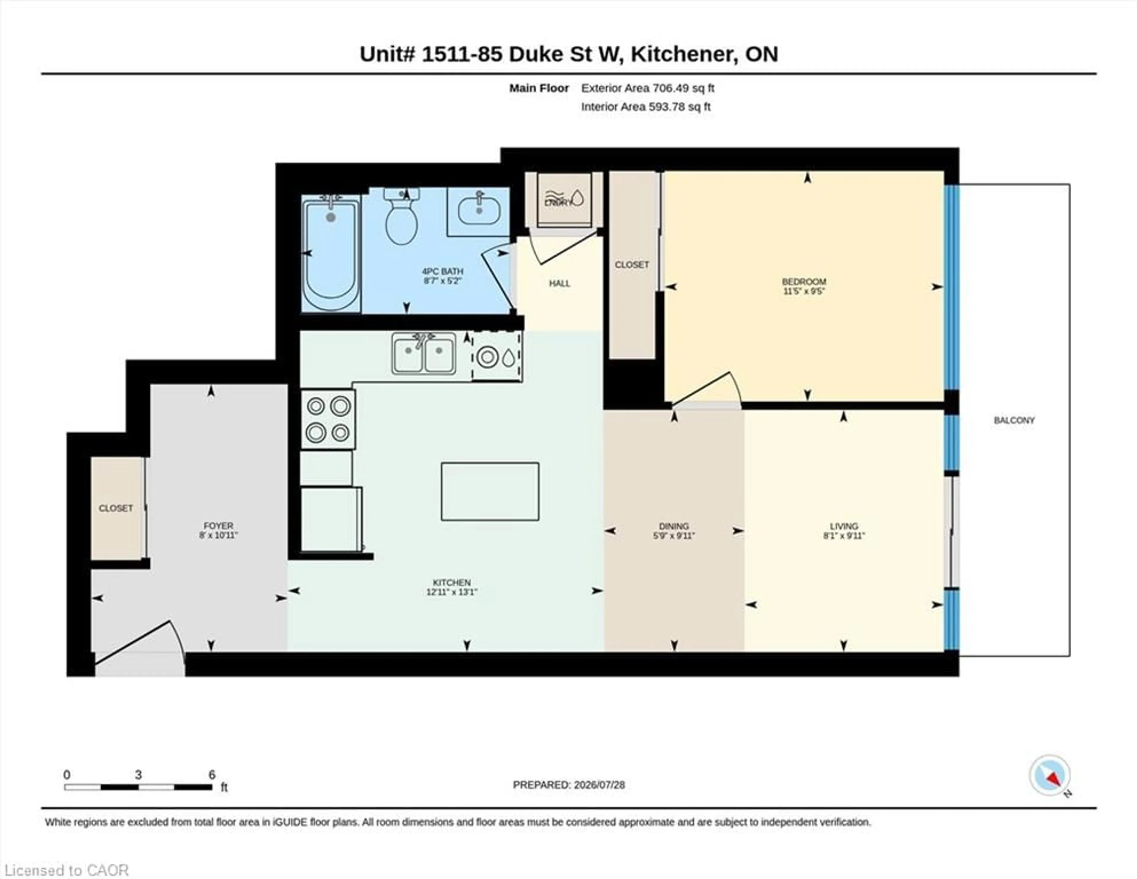 Floor plan for 85 Duke St #1511, Kitchener Ontario N2H 4Y7