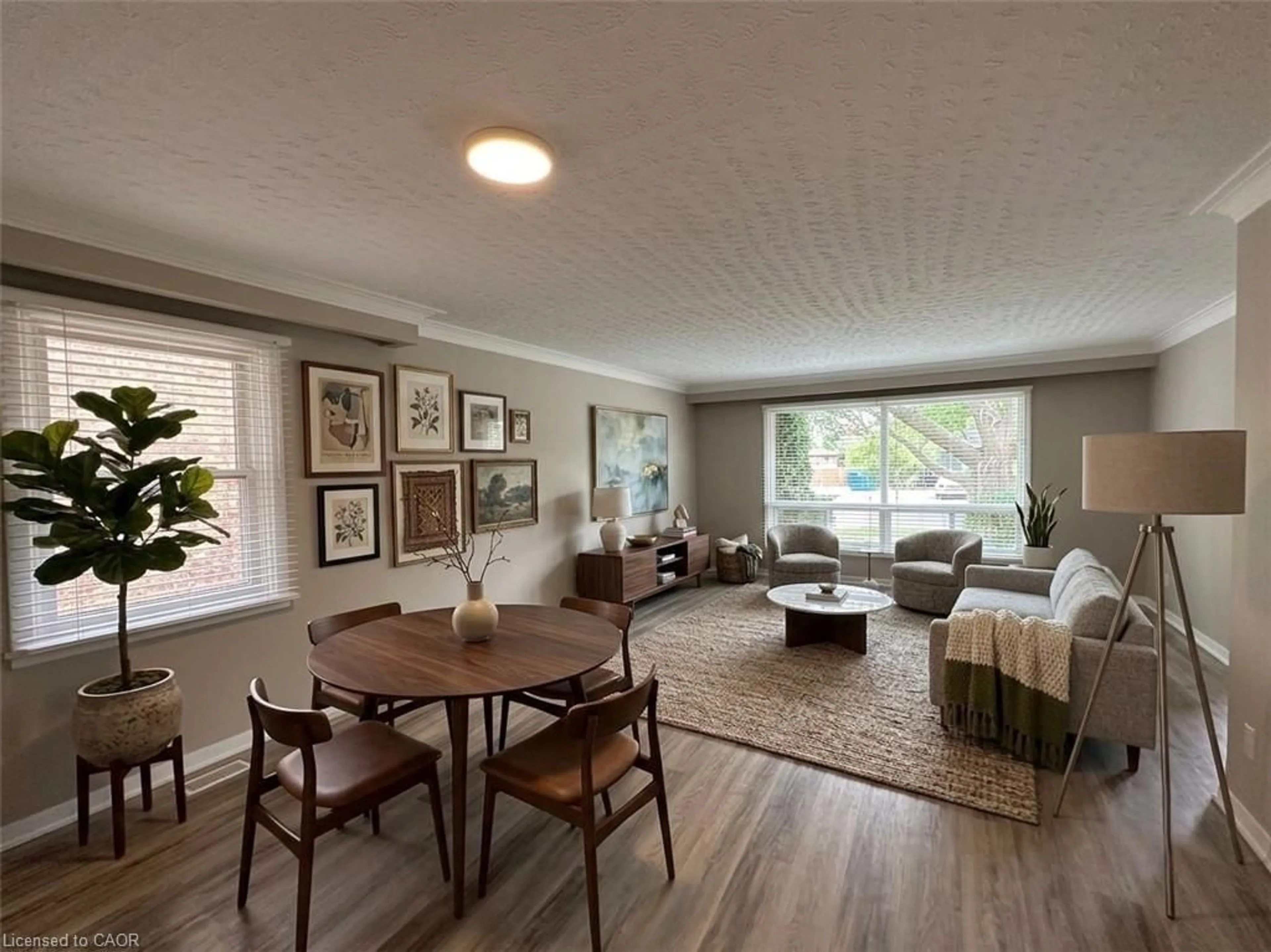 Living room with furniture, wood/laminate floor for 20 Lloyd Manor Rd, Etobicoke Ontario M9B 5H6