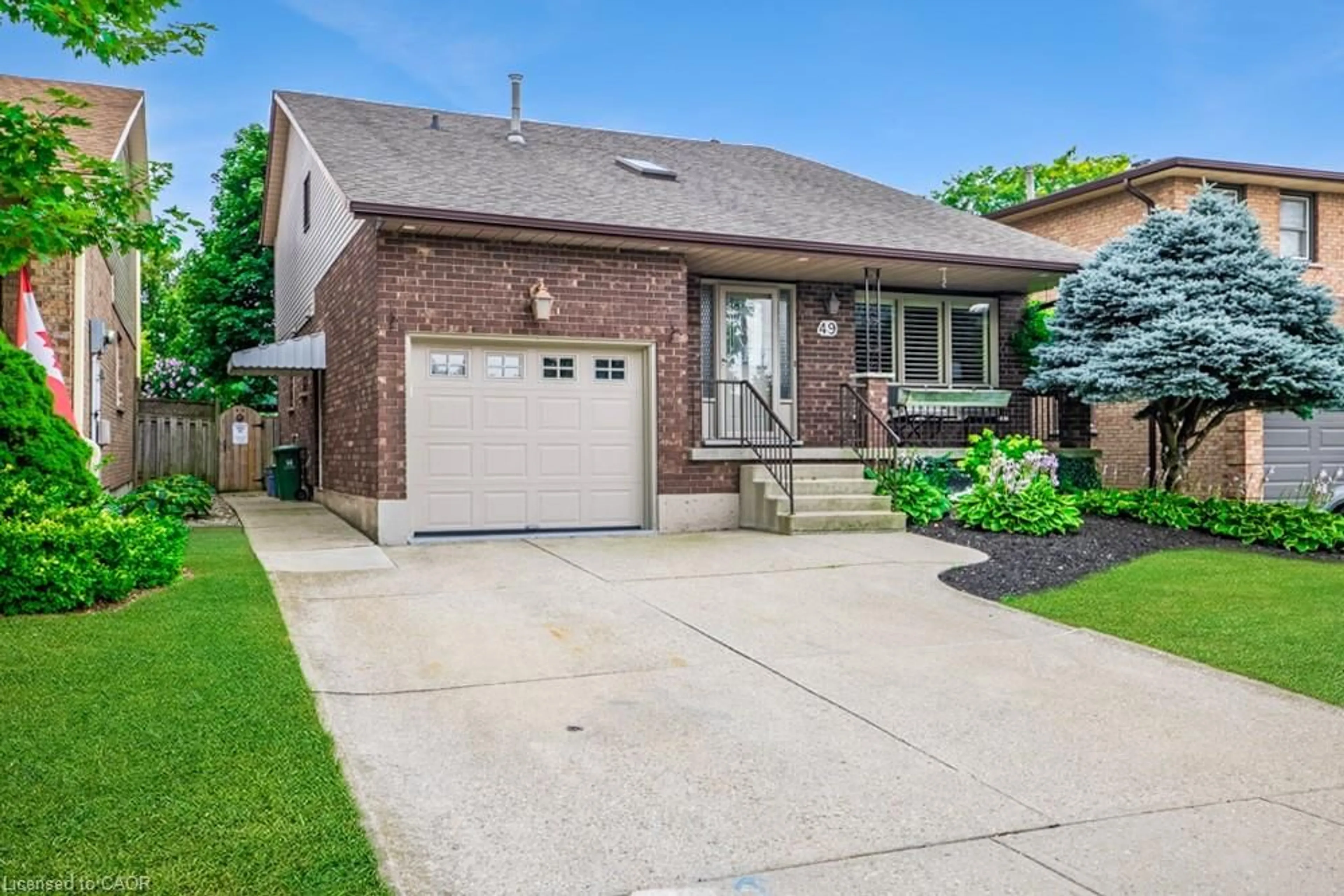 Home with brick exterior material, street for 49 Branthaven Dr, Stoney Creek Ontario L8J 2M2