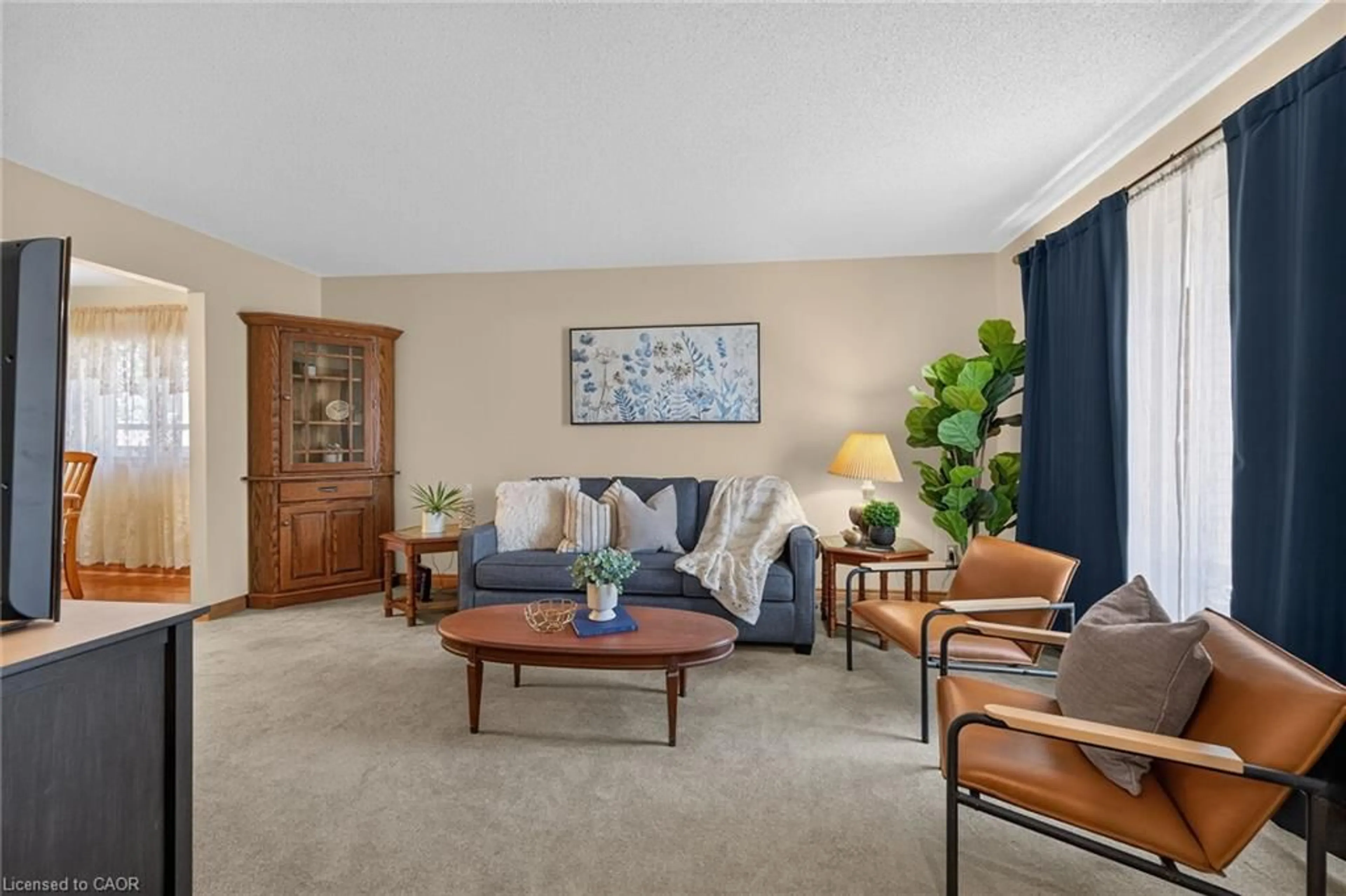 Living room with furniture, carpet floor for 19 Country Club Rd, Cayuga Ontario N0A 1E0