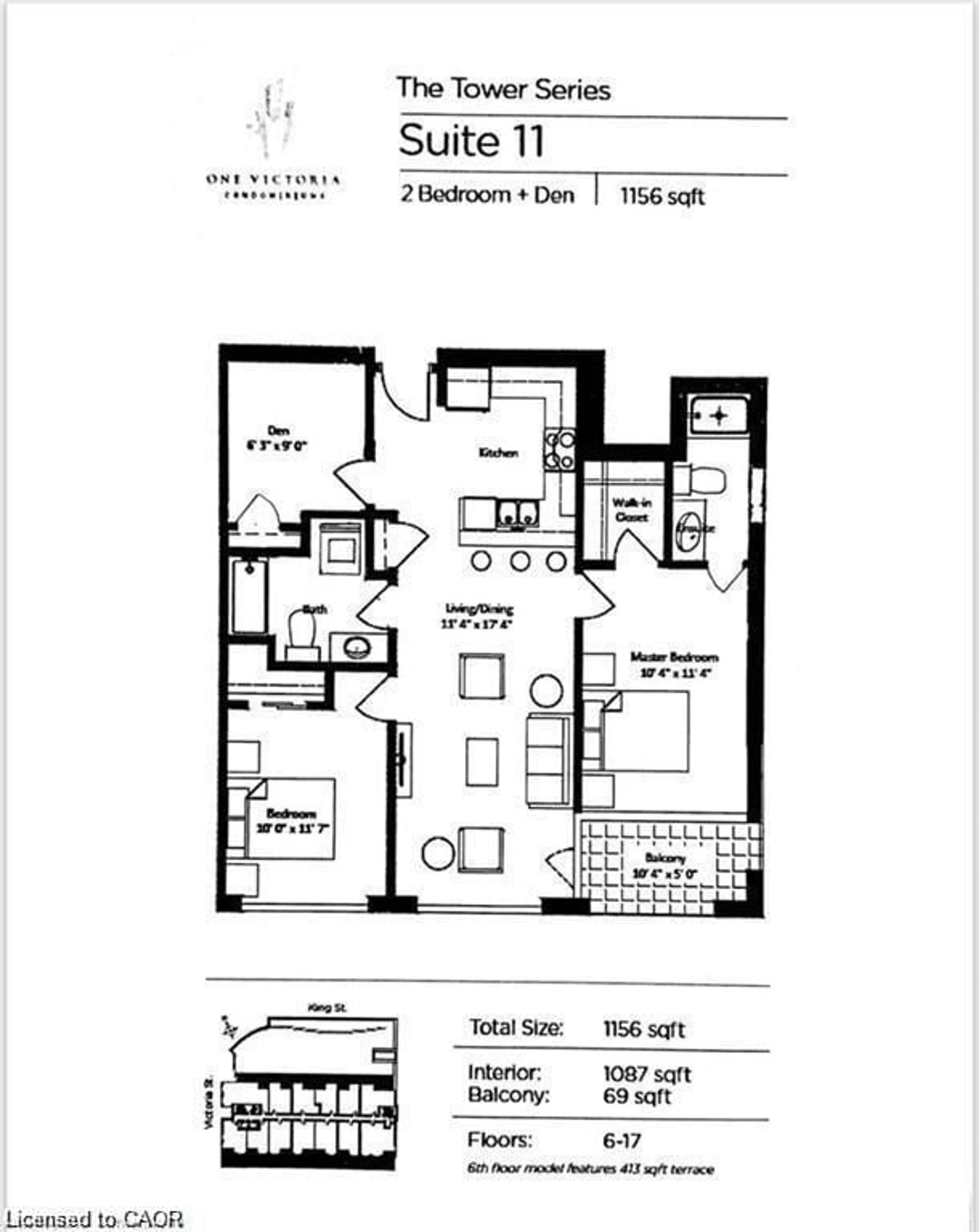 Floor plan for 1 Victoria St #811, Kitchener Ontario N2G 0B5