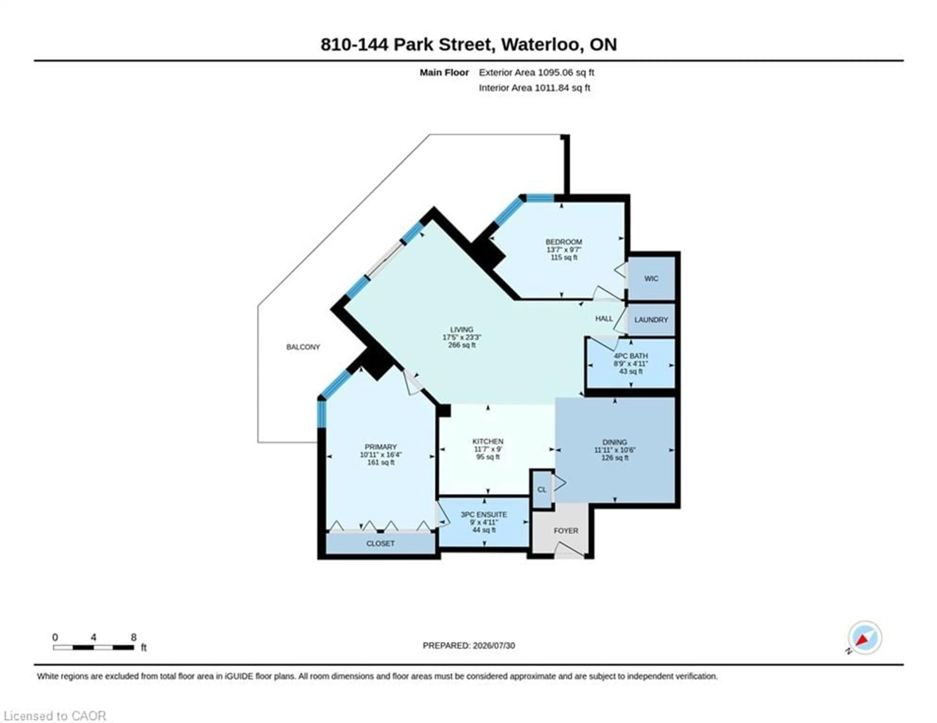 Floor plan for 144 Park St #810, Waterloo Ontario N2L 0B6