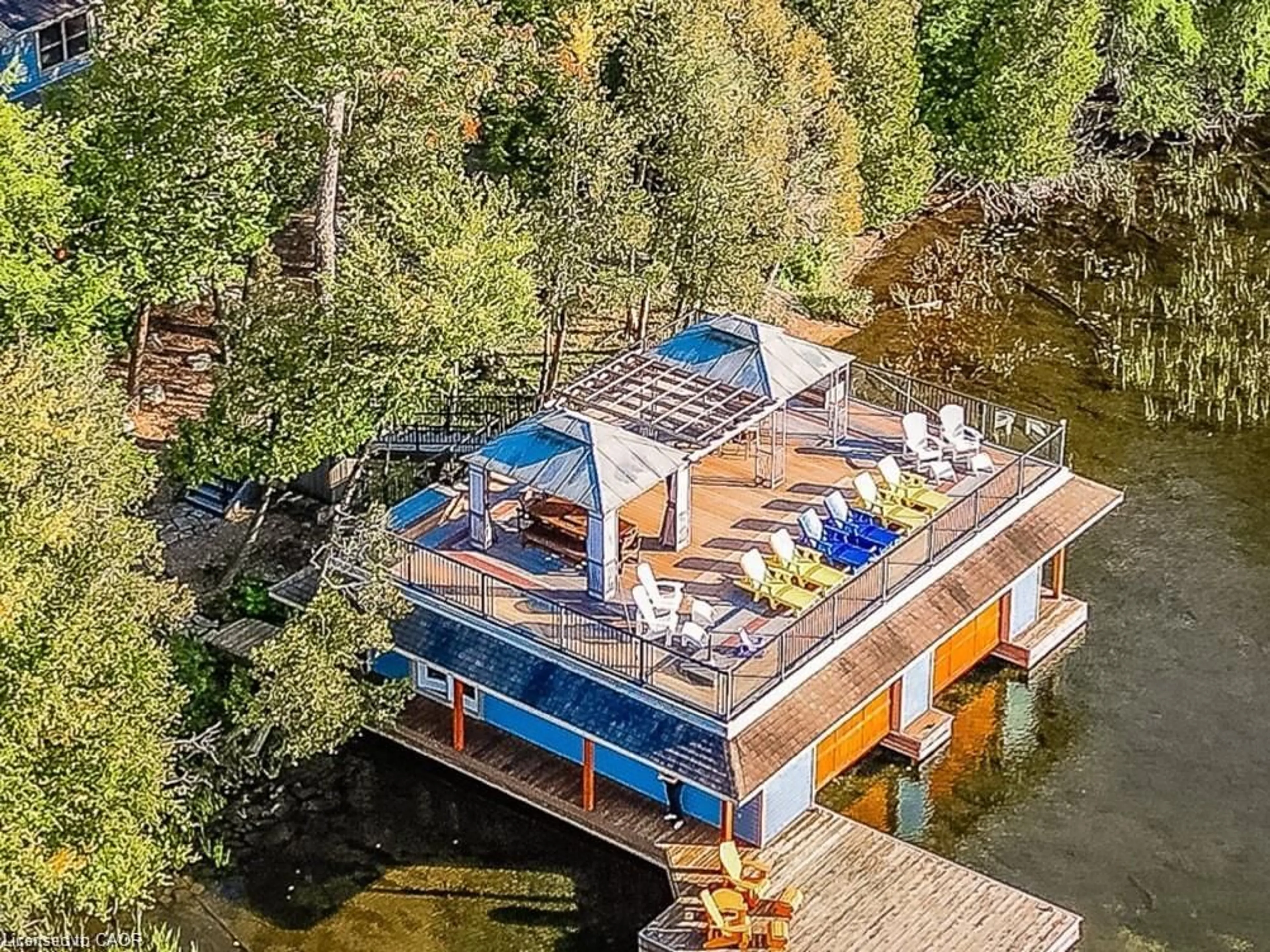 A pic from outside/outdoor area/front of a property/back of a property/a pic from drone, water/lake/river/ocean view for 1347 Rosseau Rd #10, Utterson Ontario P0B 1M0