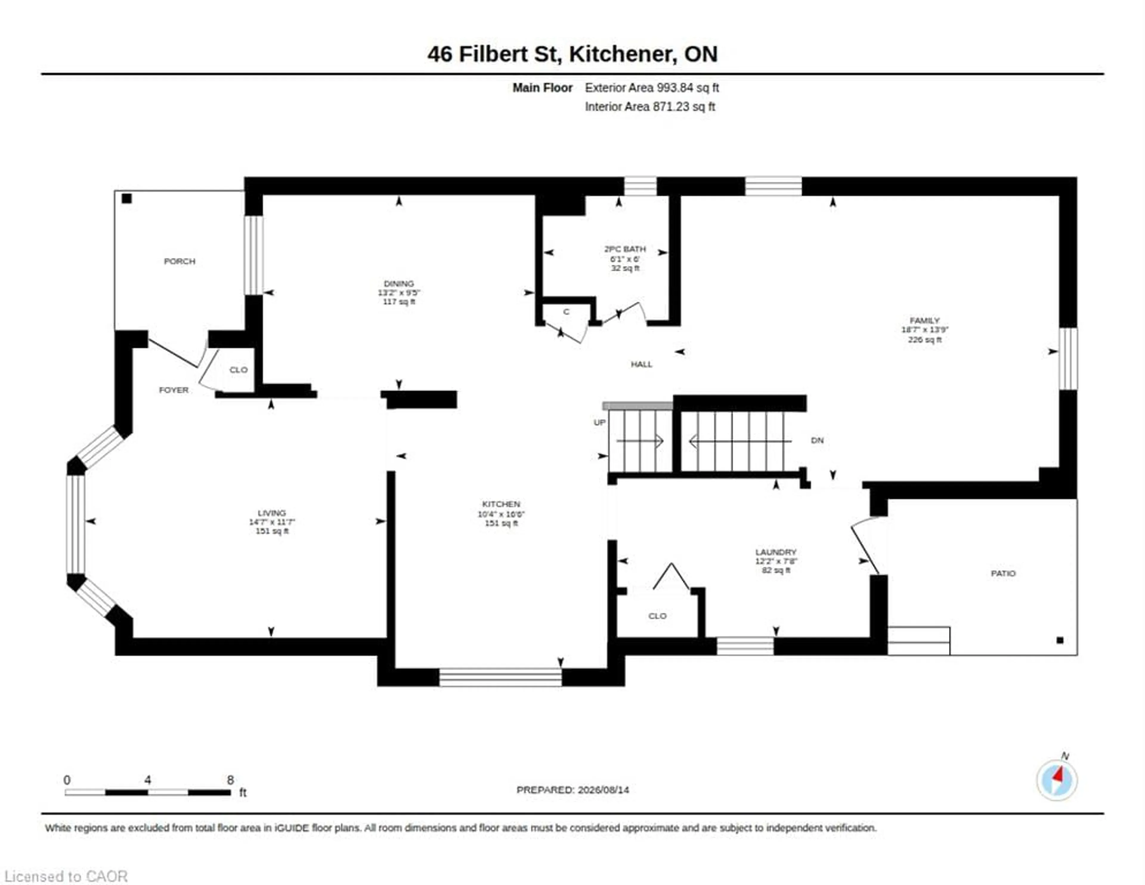 Floor plan for 46 Filbert St, Kitchener Ontario N2H 1Y2