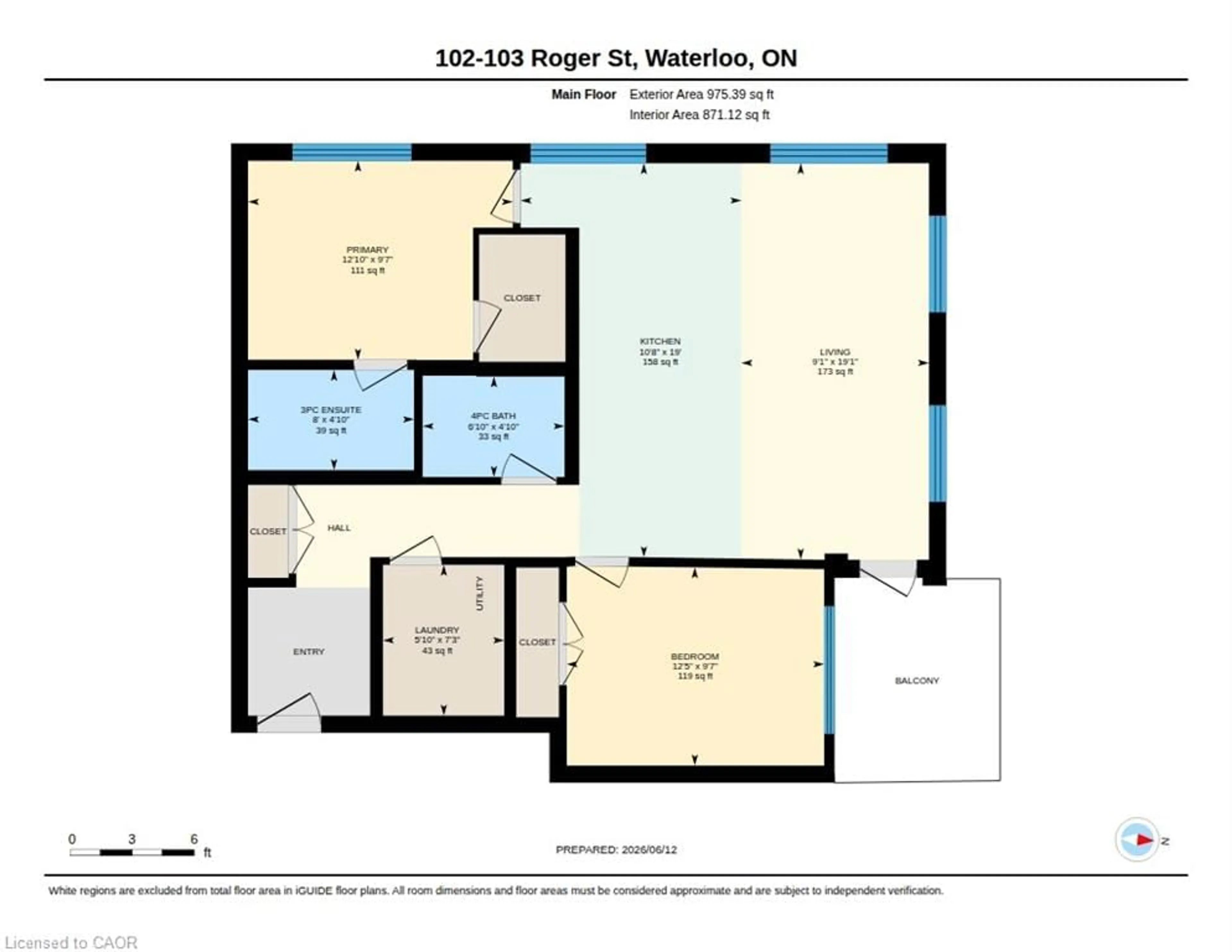 Floor plan for 103 Roger St #102, Waterloo Ontario N2J 0G2