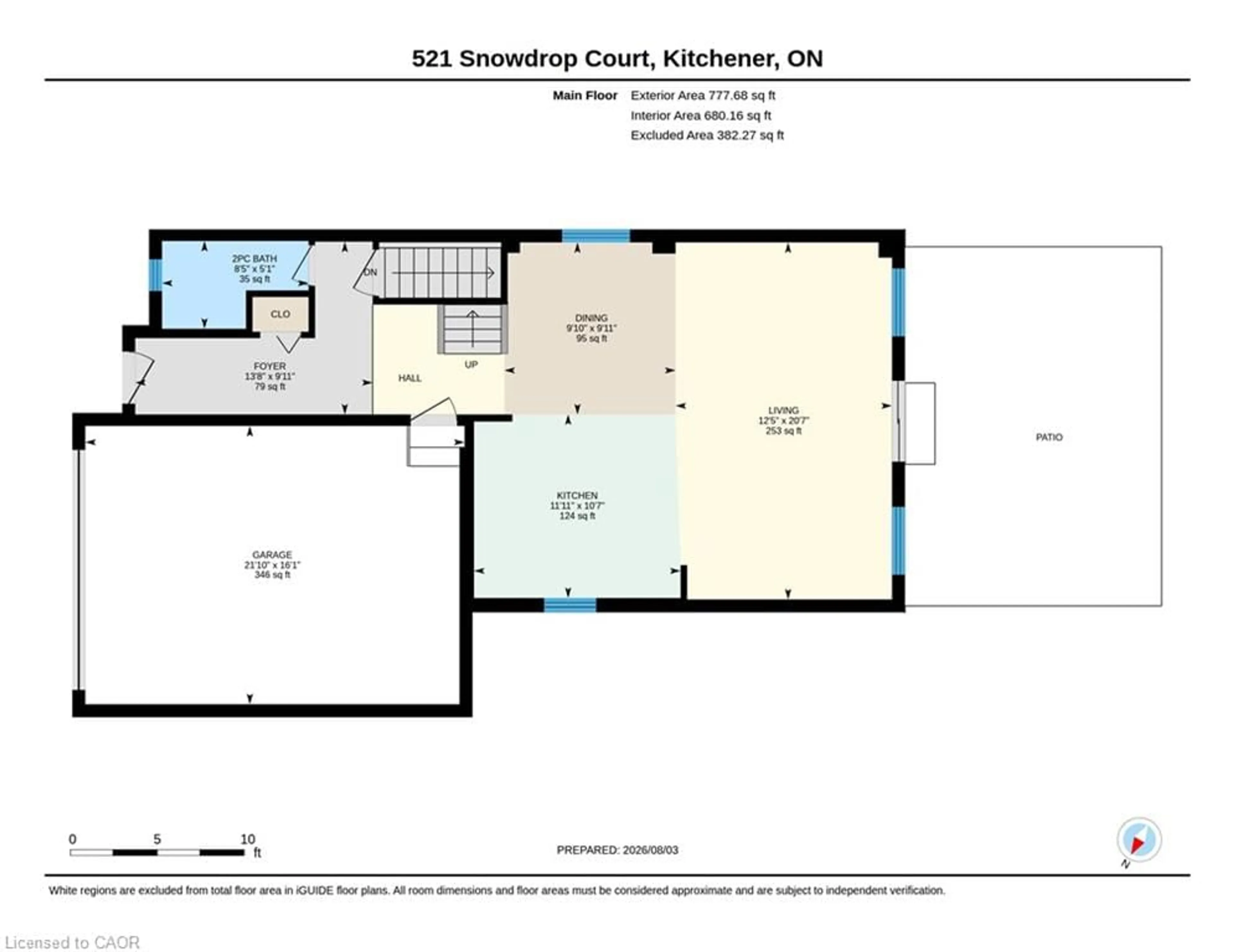 Floor plan for 521 Snowdrop Crt, Kitchener Ontario N2E 4G4
