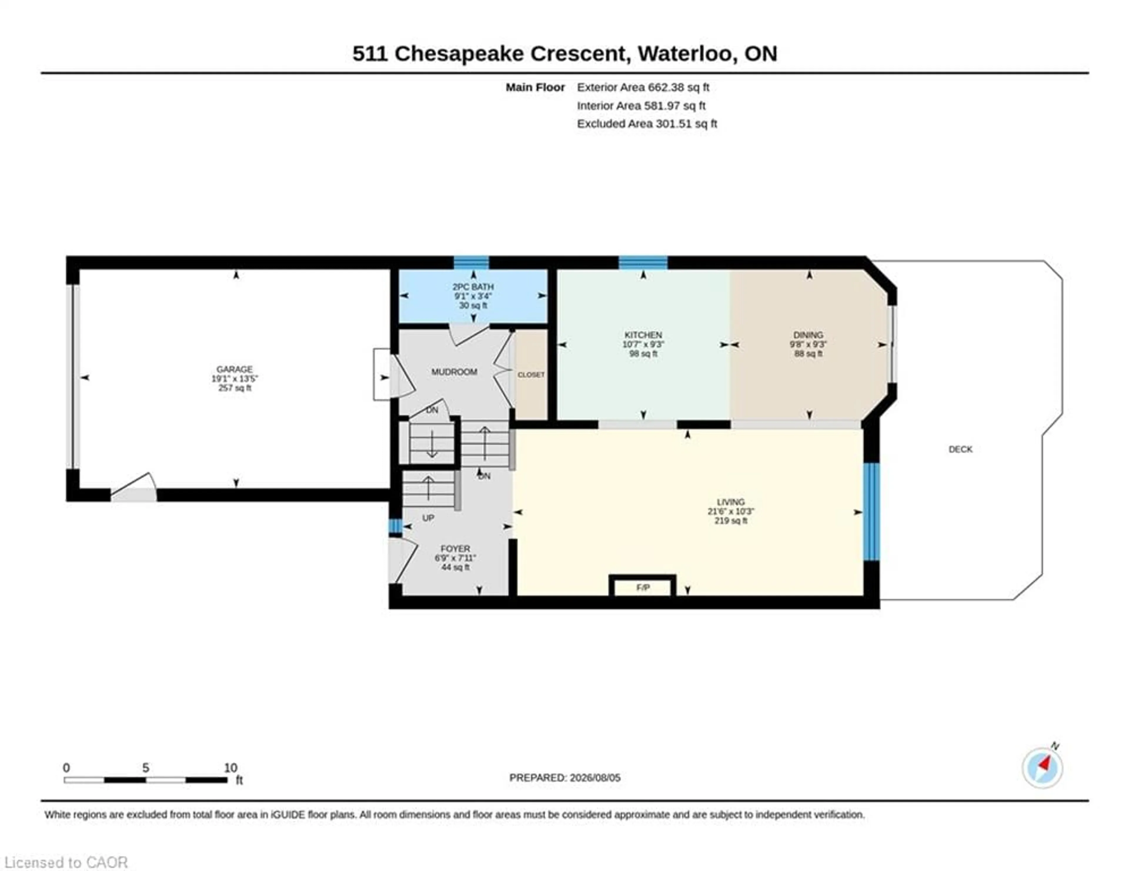 Floor plan for 511 Chesapeake Cres, Waterloo Ontario N2K 4G1