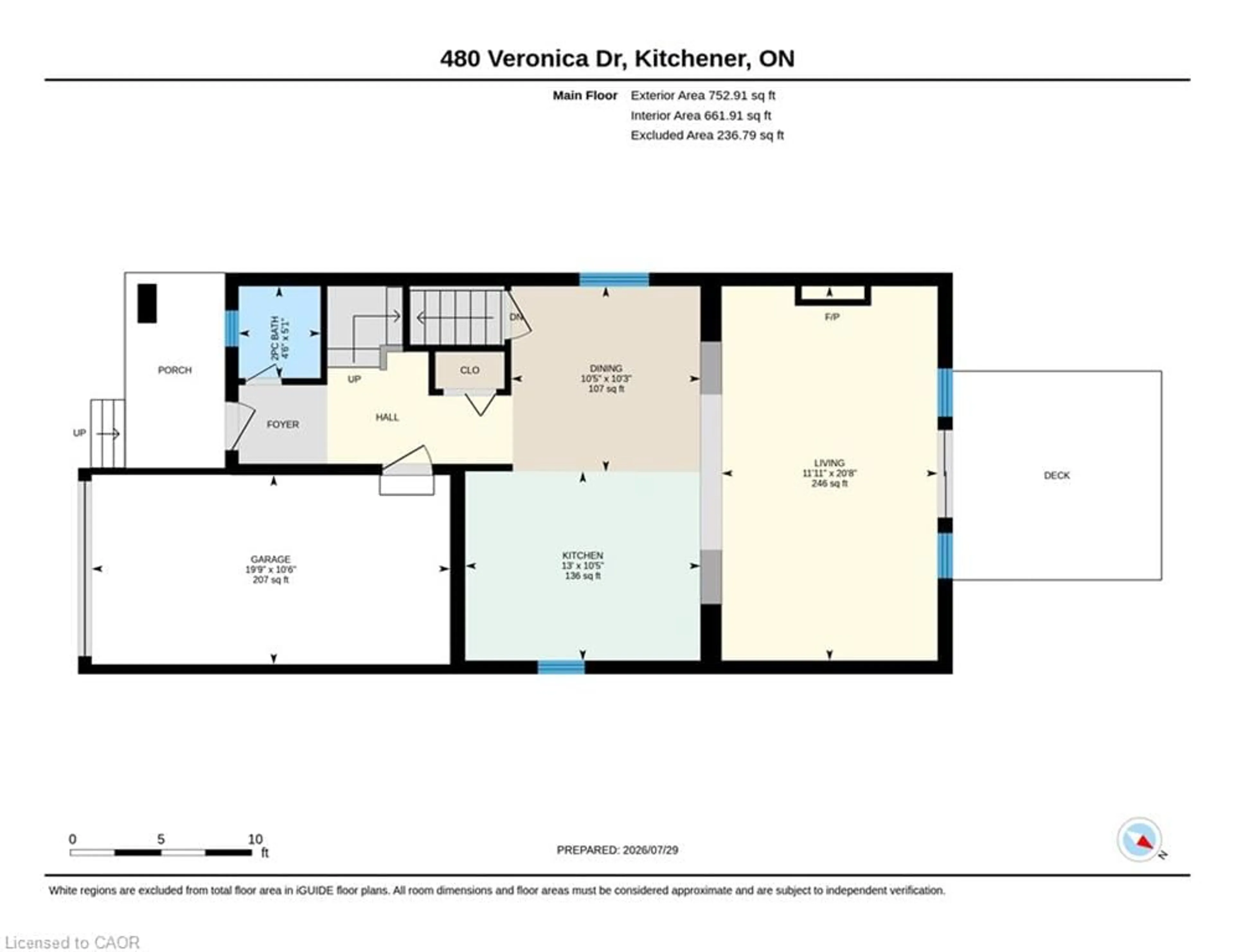 Floor plan for 480 Veronica Dr, Kitchener Ontario N2A 4E8