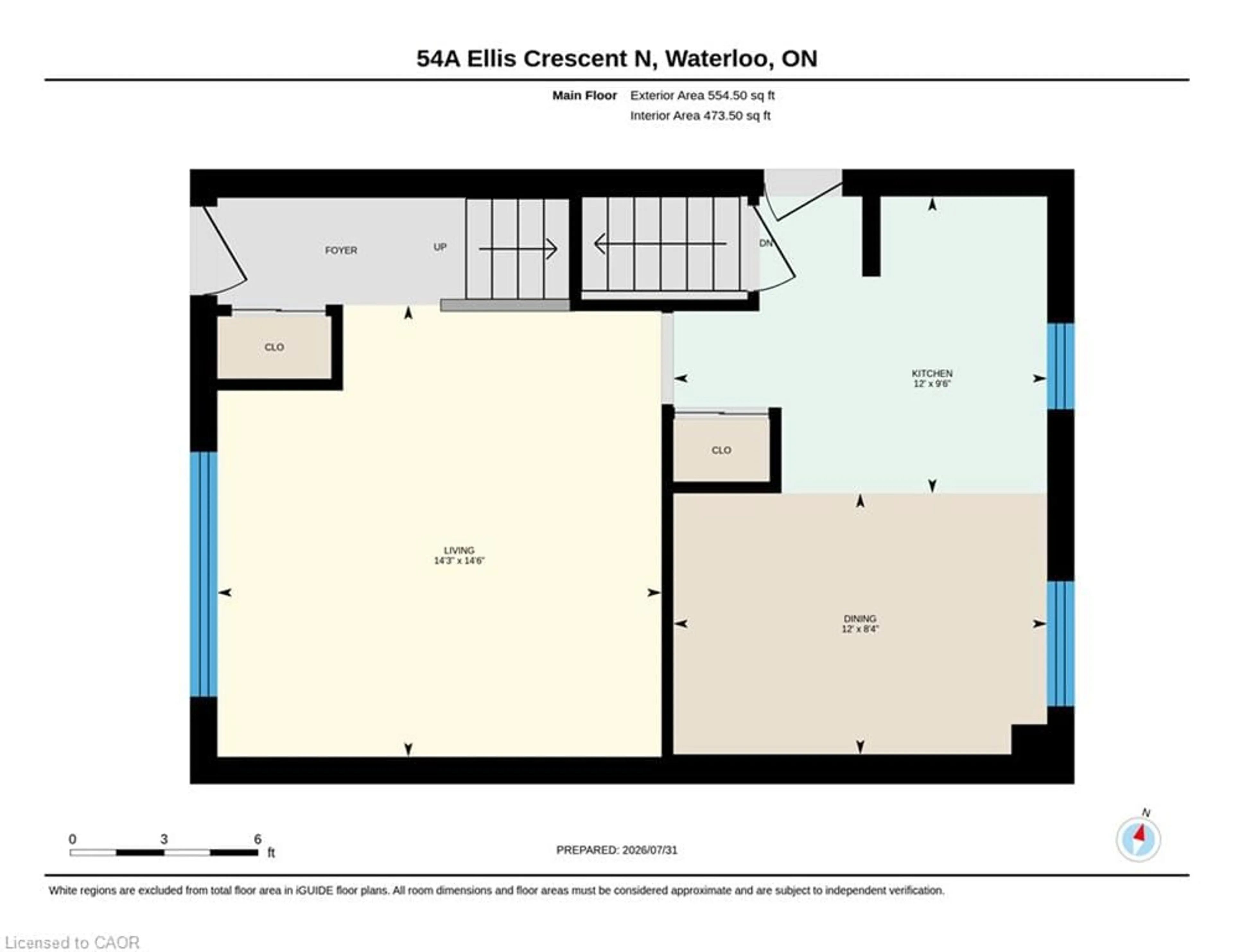 Floor plan for 54 Ellis Cres #A, Waterloo Ontario N2J 4L2