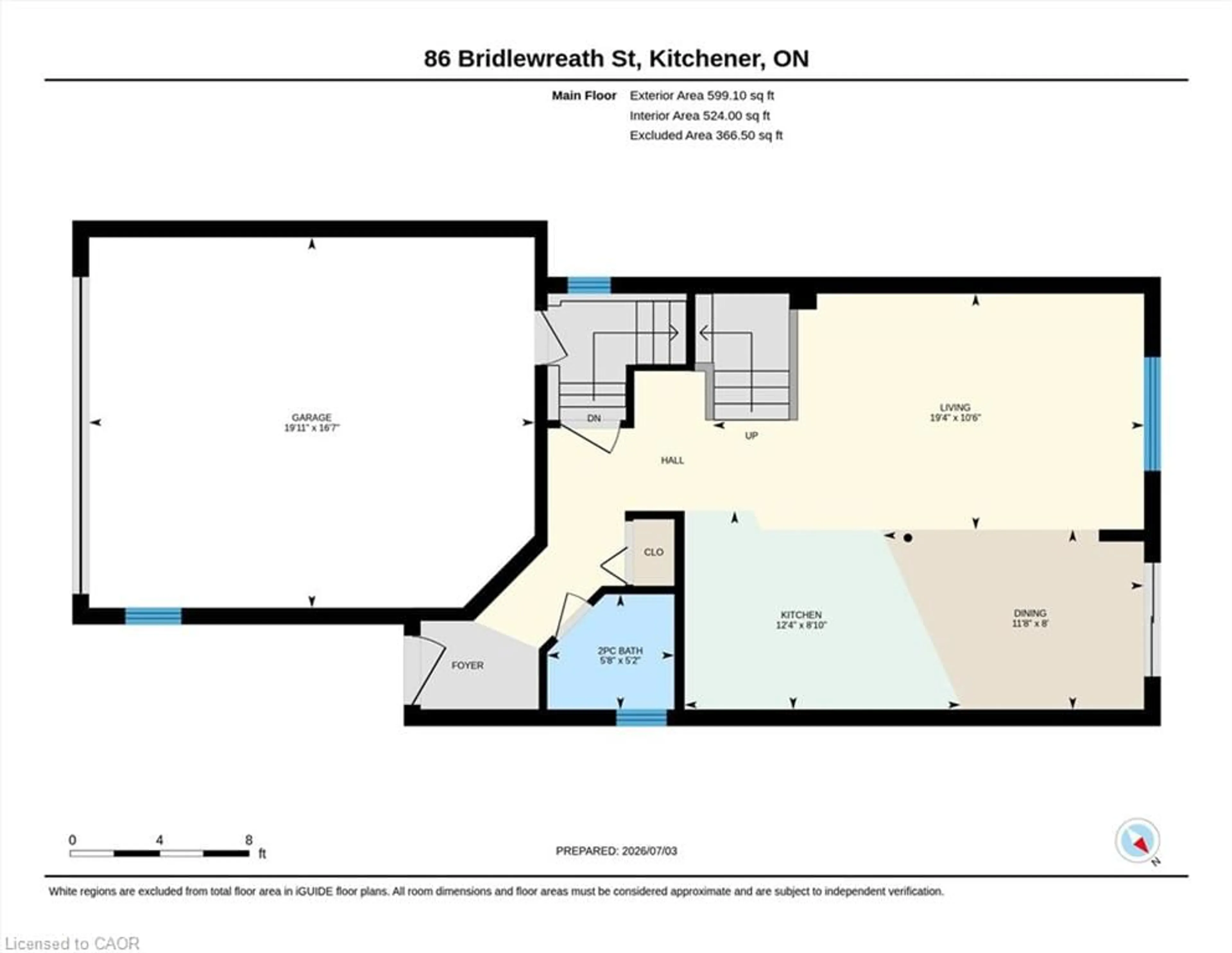 Floor plan for 86 Bridlewreath St, Kitchener Ontario N2E 3V6