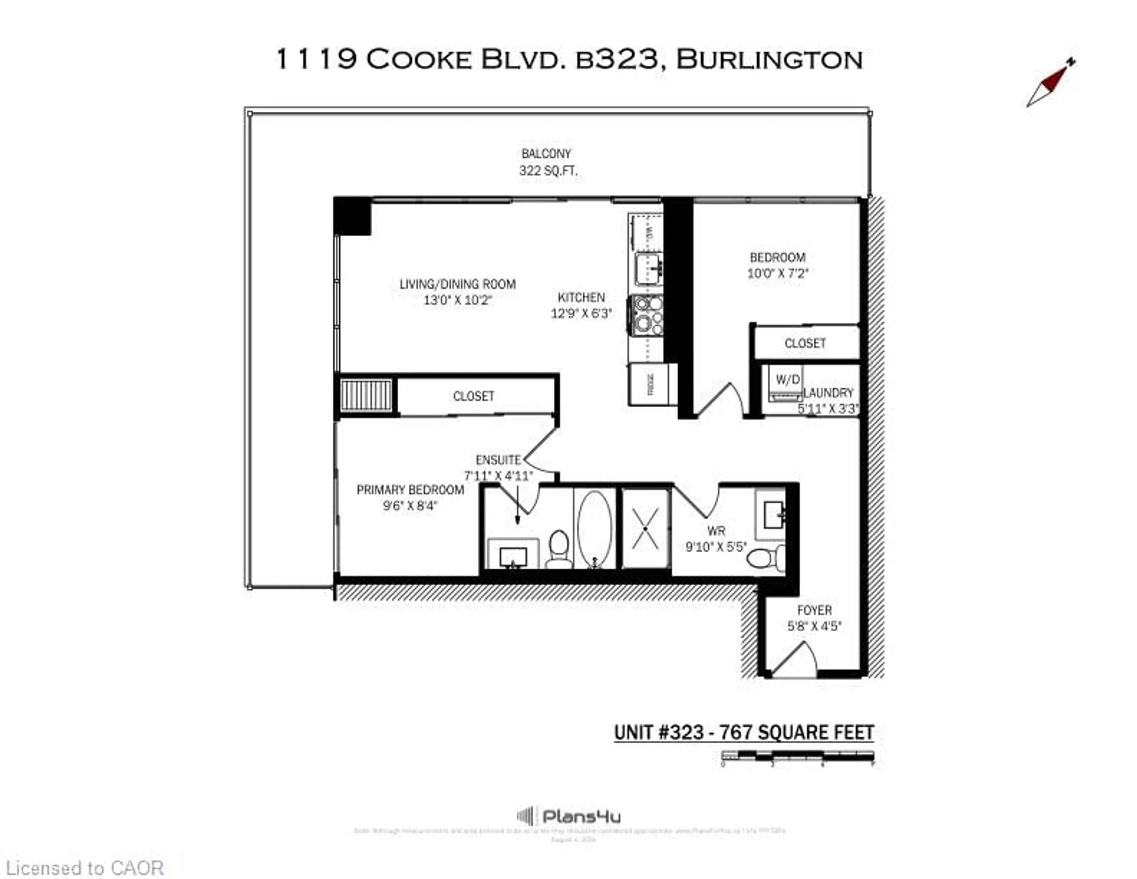 Floor plan for 1119 Cooke Blvd #B323, Burlington Ontario L7Y 0C7