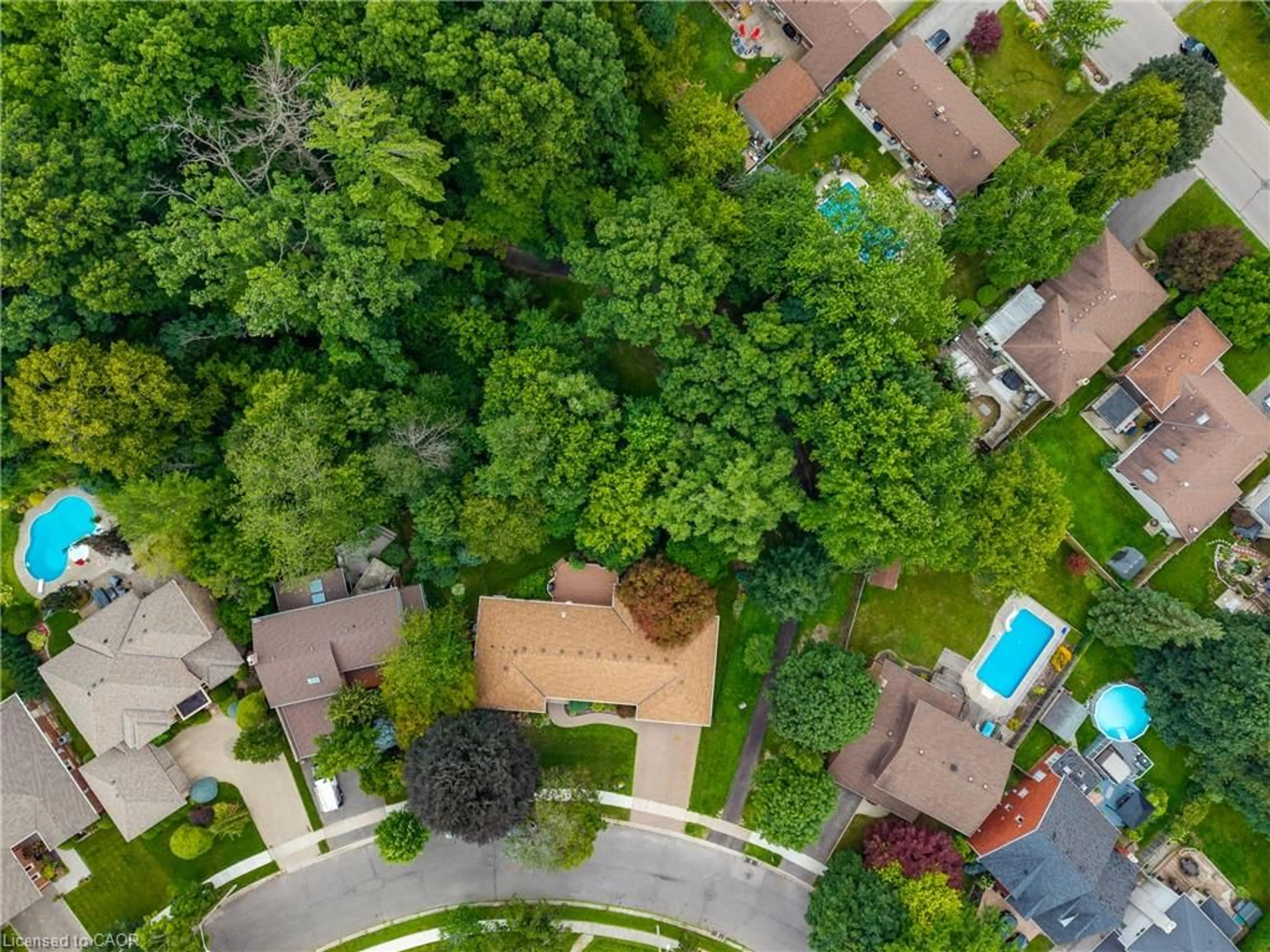 A pic from outside/outdoor area/front of a property/back of a property/a pic from drone, forest/trees view for 68 Royal Oak Dr, Brantford Ontario N3R 7P5