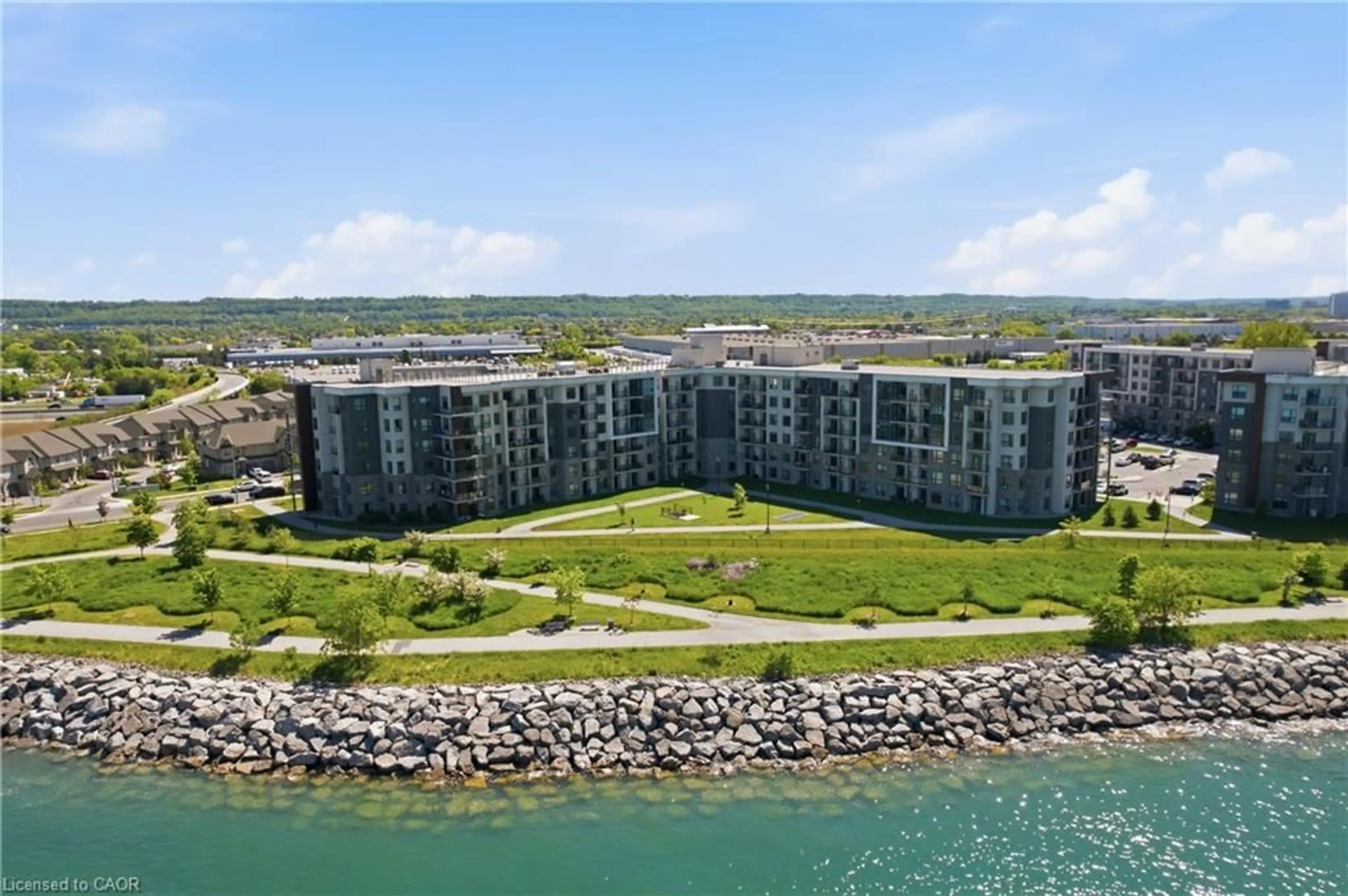 A pic from outside/outdoor area/front of a property/back of a property/a pic from drone, water/lake/river/ocean view for 101 Shoreview Pl #129, Stoney Creek Ontario L8E 0K2