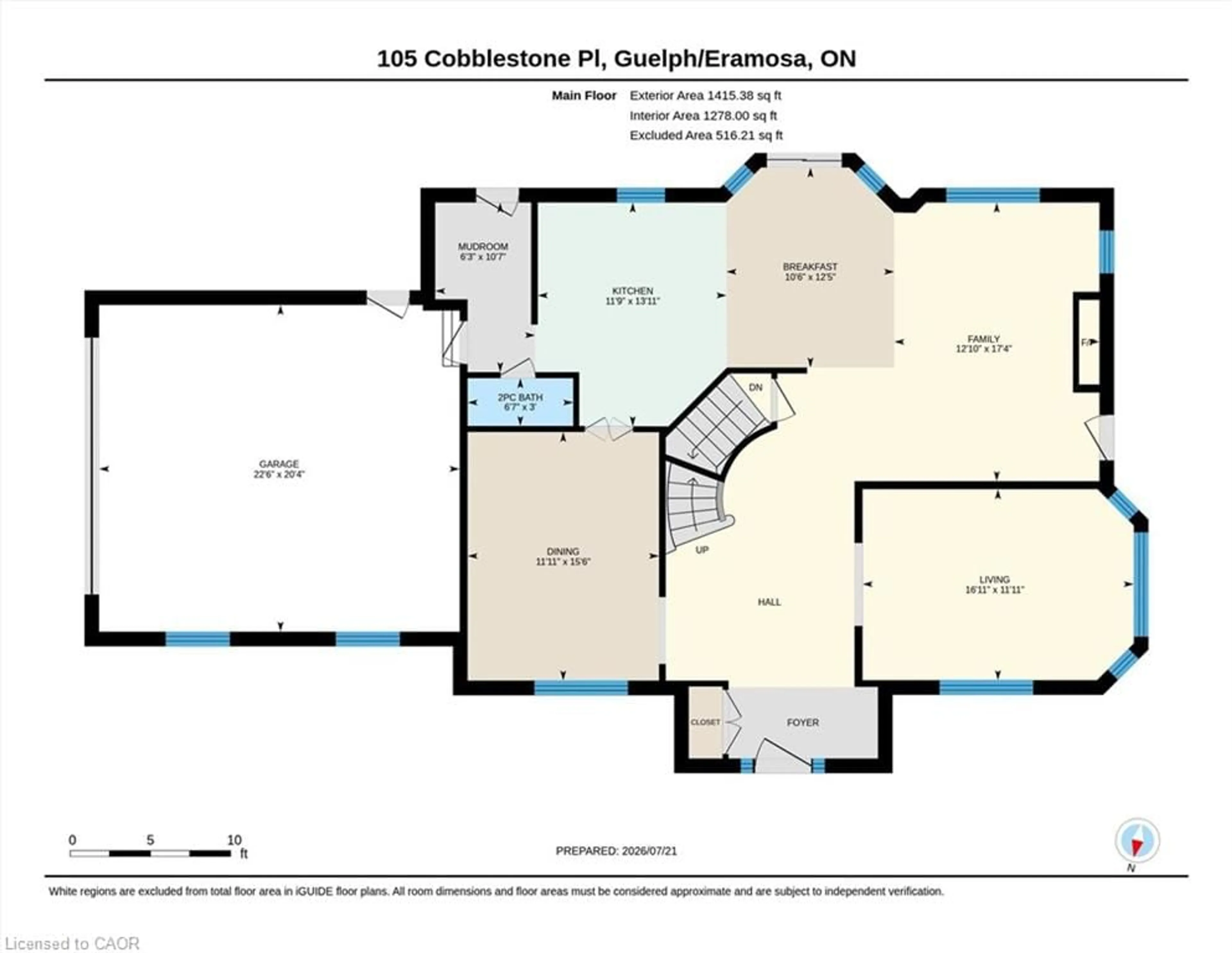 Floor plan for 105 Cobblestone Pl, Rockwood Ontario N0B 2K0