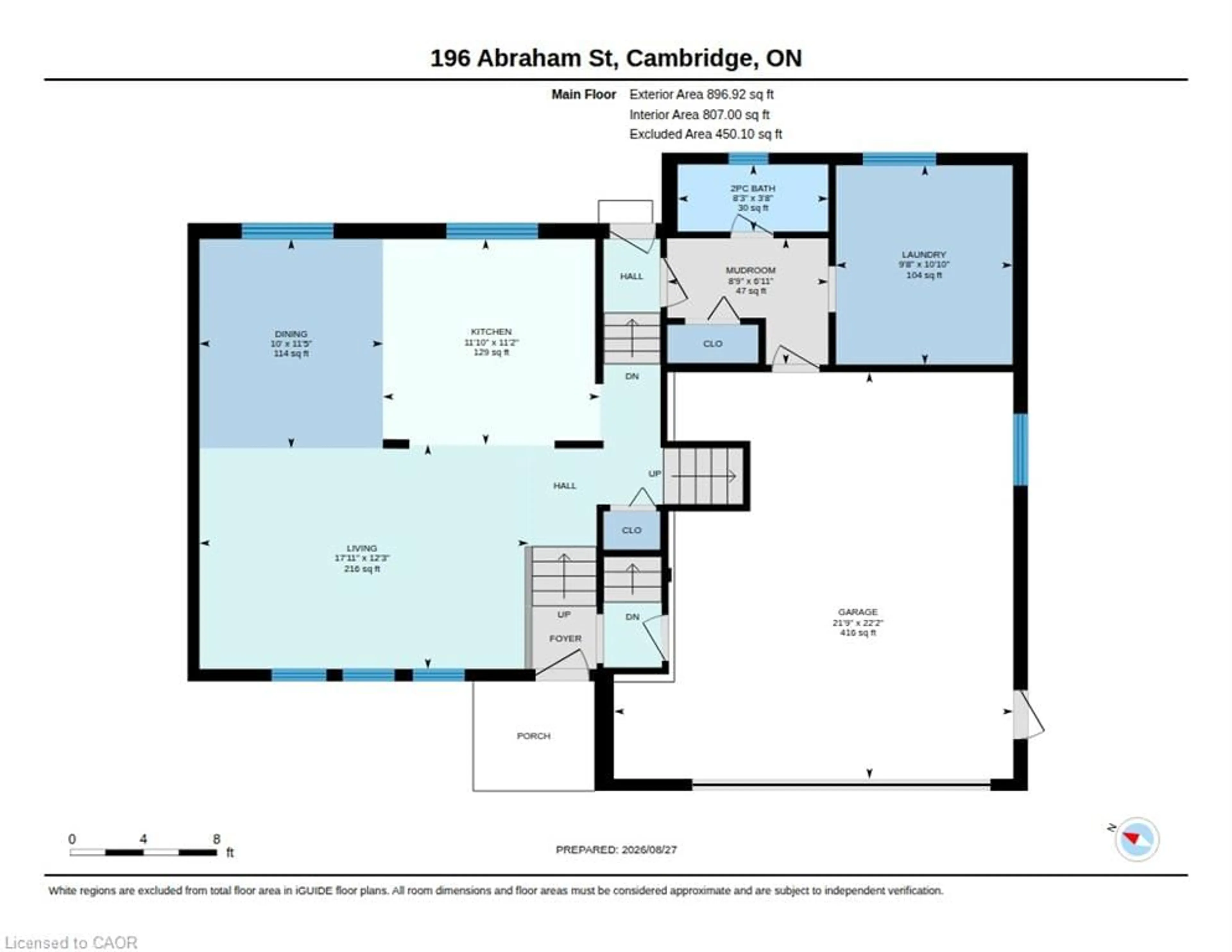 Floor plan for 196 Abraham St, Cambridge Ontario N3H 1H5