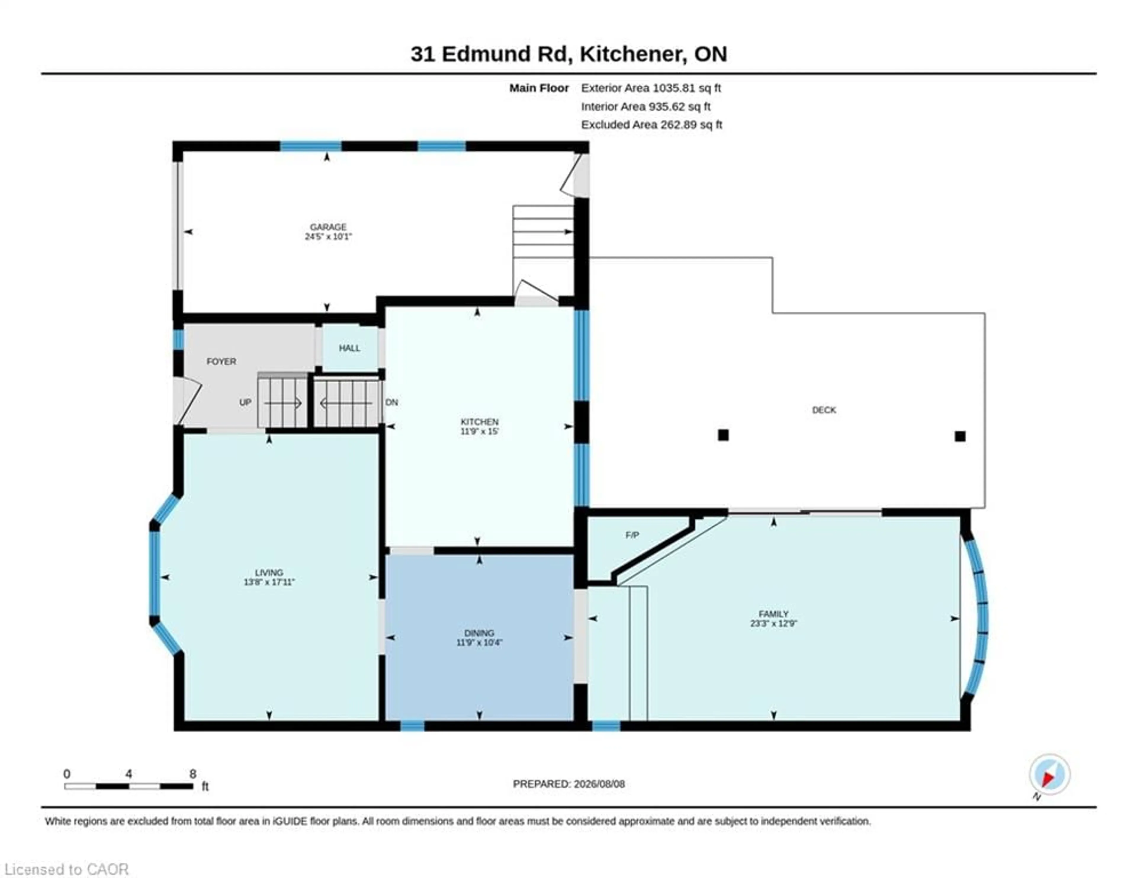 Floor plan for 31 Edmund Rd, Kitchener Ontario N2H 1J5