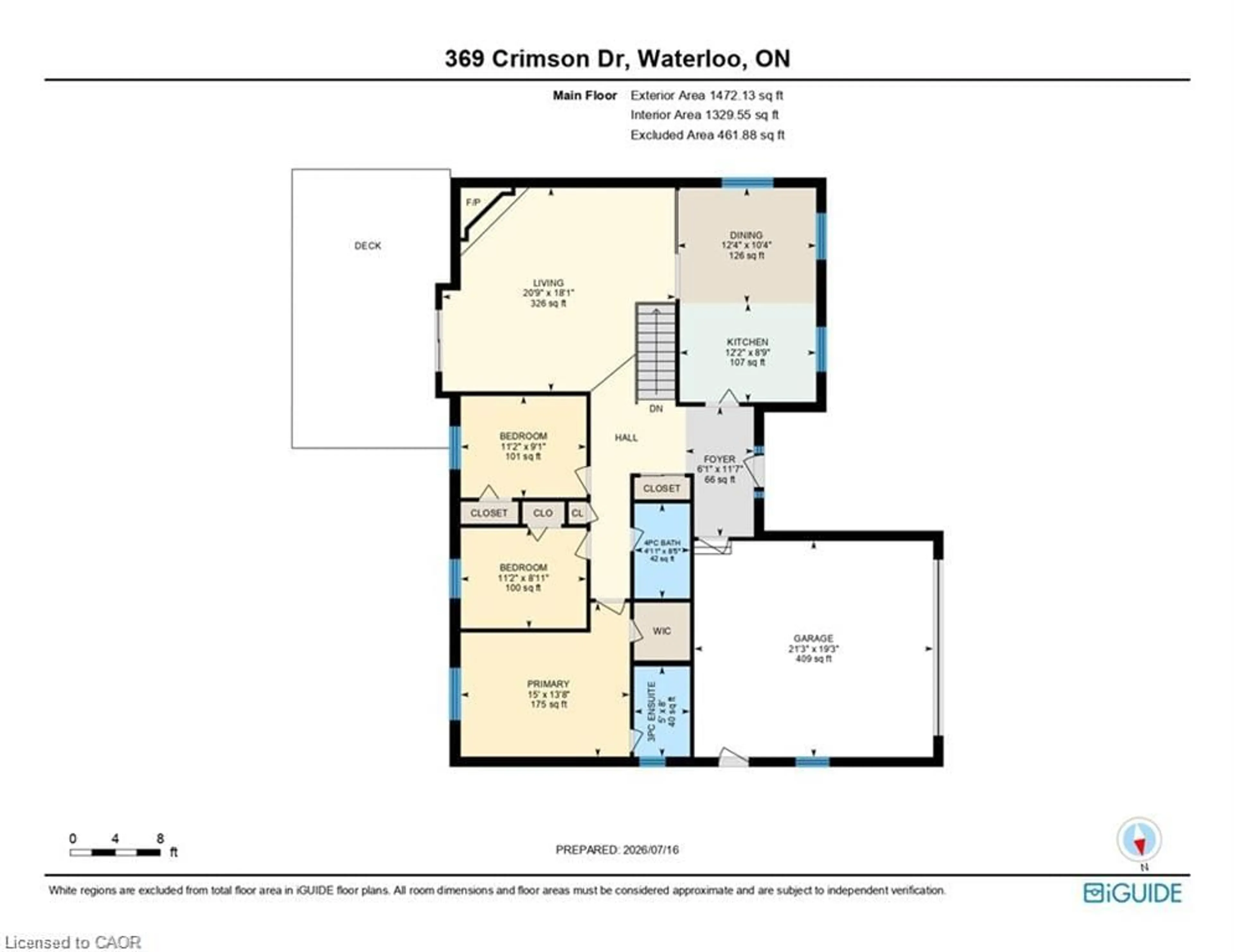 Floor plan for 369 Crimson Dr, Waterloo Ontario N2K 2V2