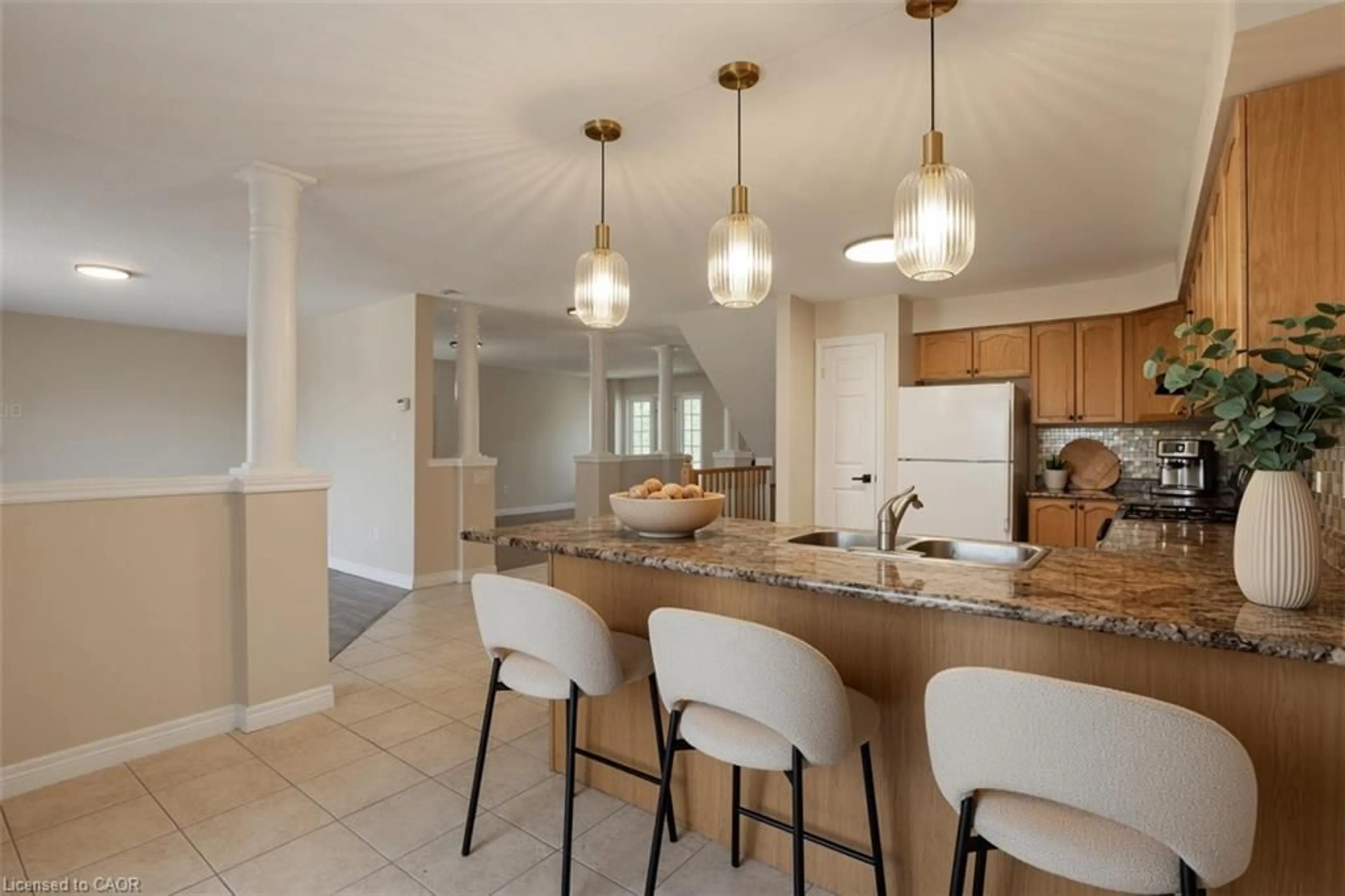 Open concept kitchen, ceramic/tile floor for 43 Decaro Cres, Cambridge Ontario N3C 4N1
