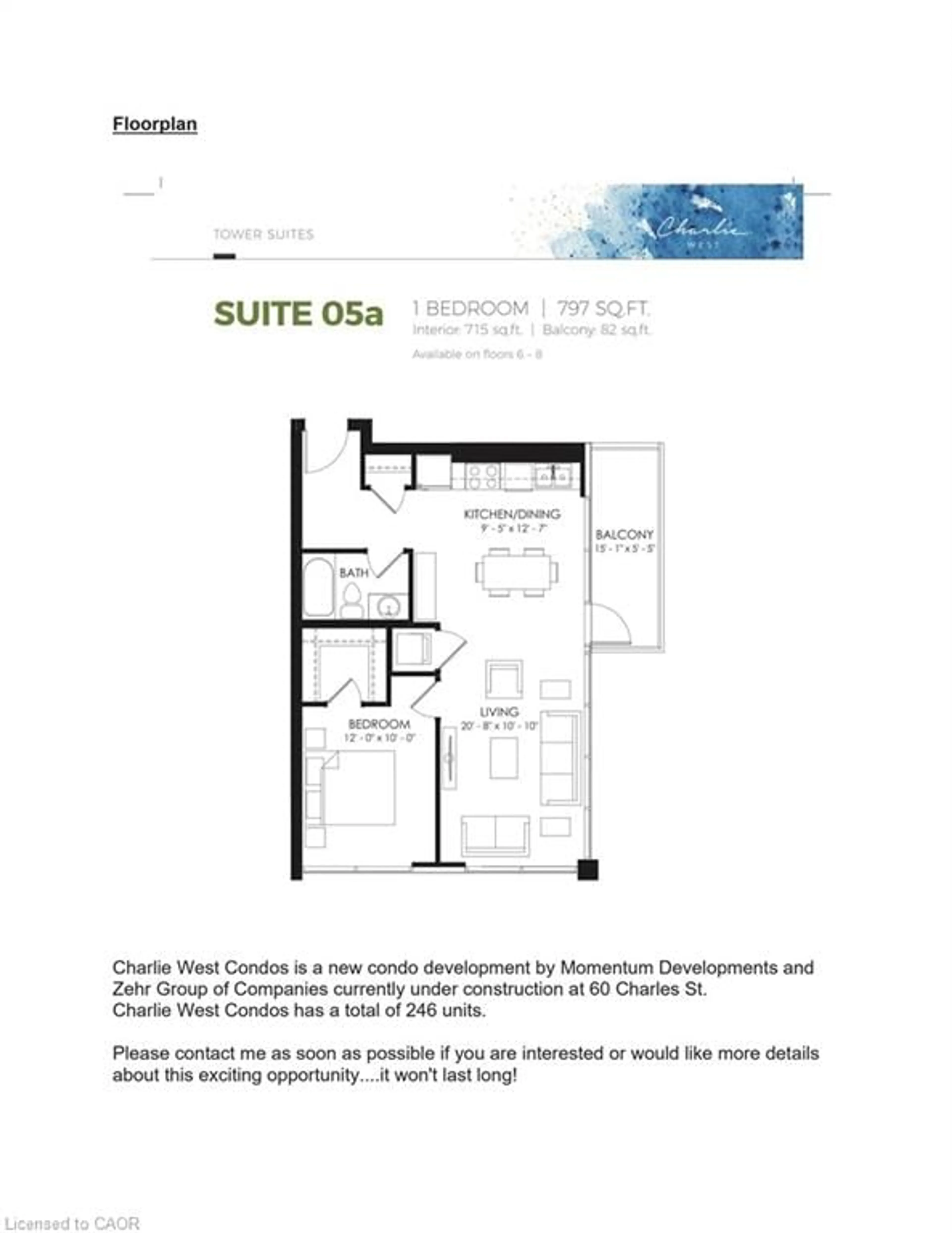 Floor plan for 60 Charles St #705, Kitchener Ontario N2G 0C9