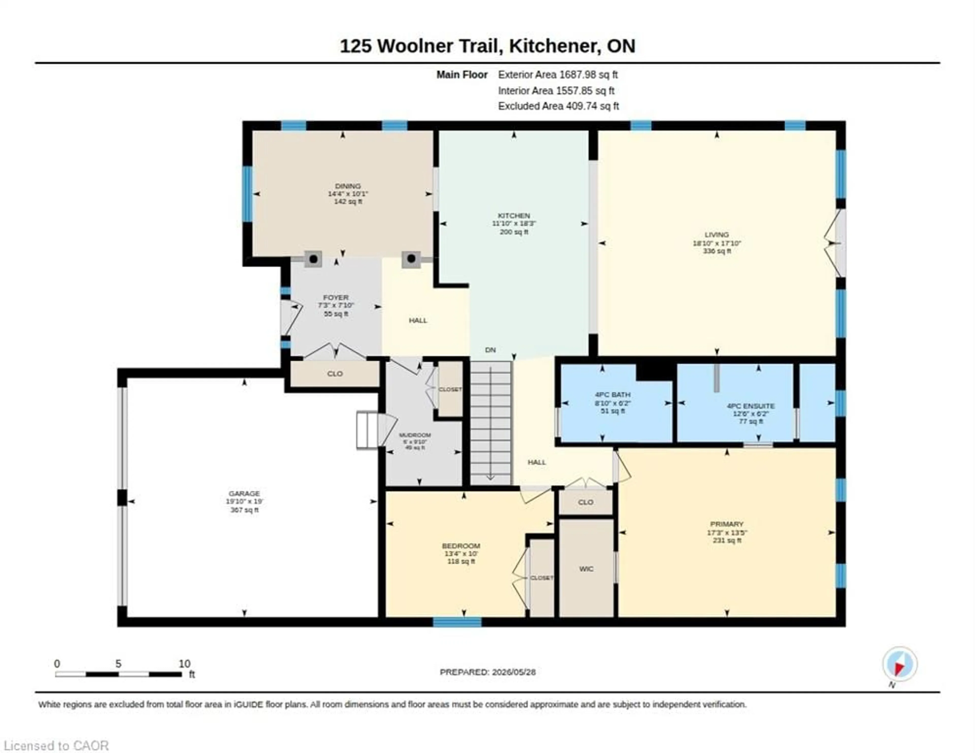 Floor plan for 125 Woolner Trail, Kitchener Ontario N2A 4N3
