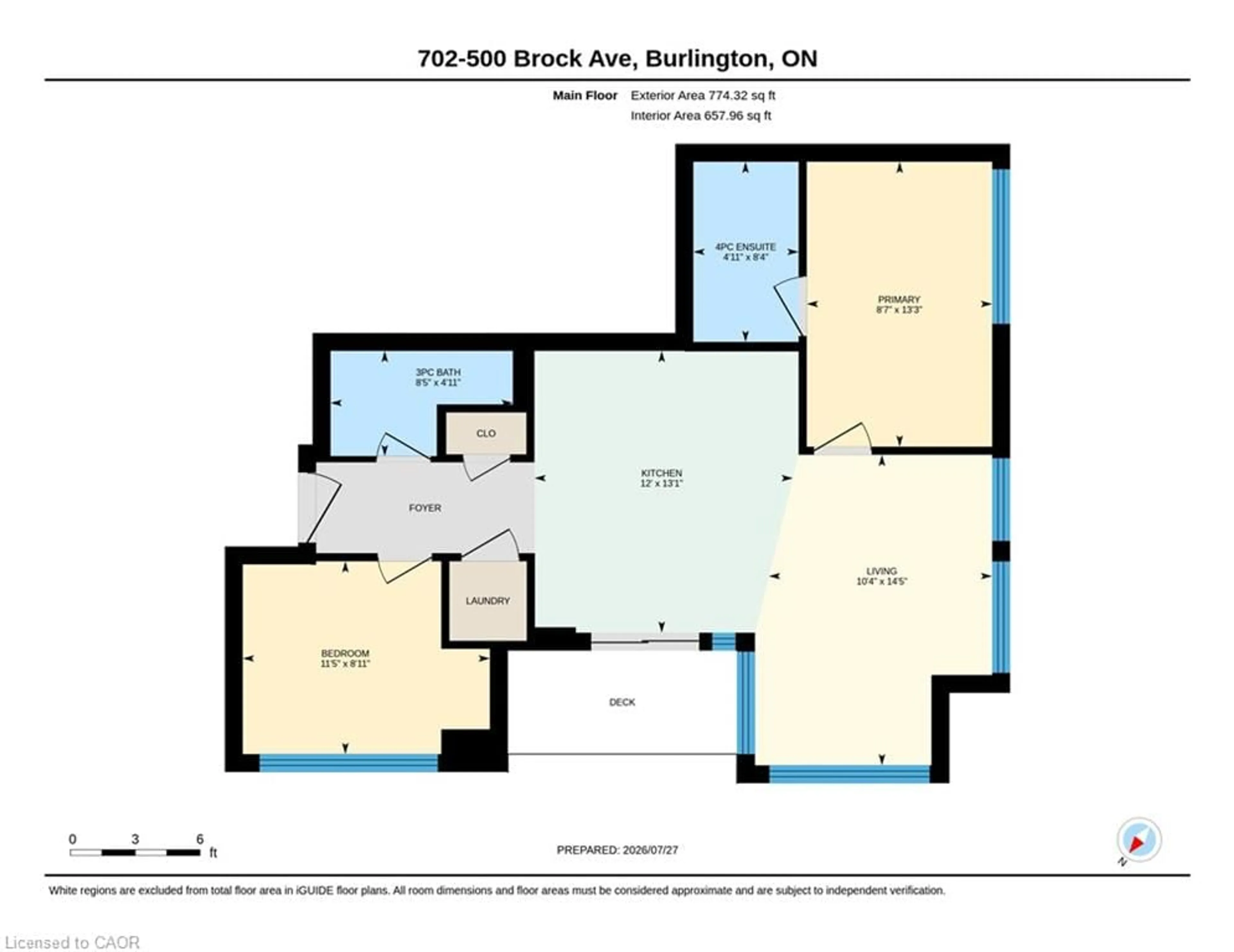 Floor plan for 500 Brock Ave #702, Burlington Ontario L7S 0A5