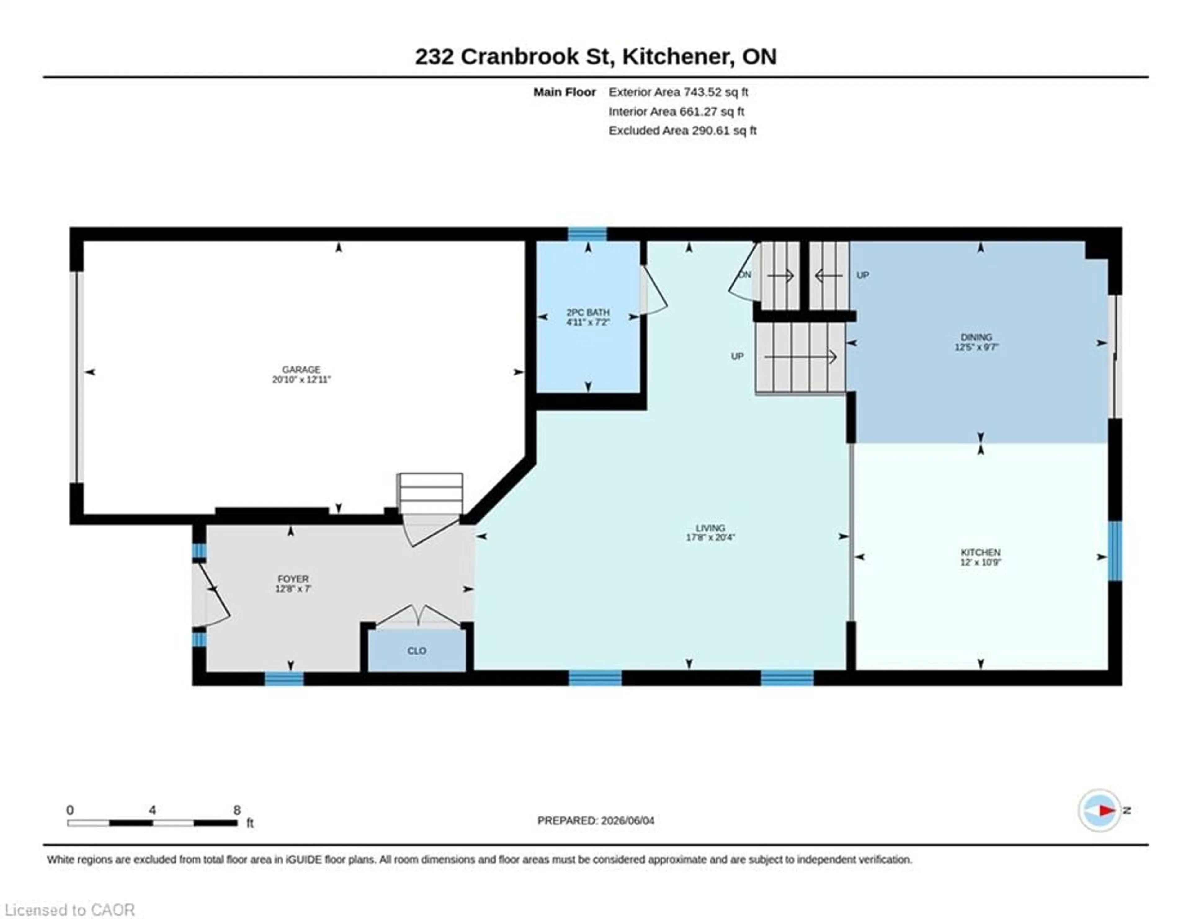 Floor plan for 232 Cranbrook St, Kitchener Ontario N2P 0B5