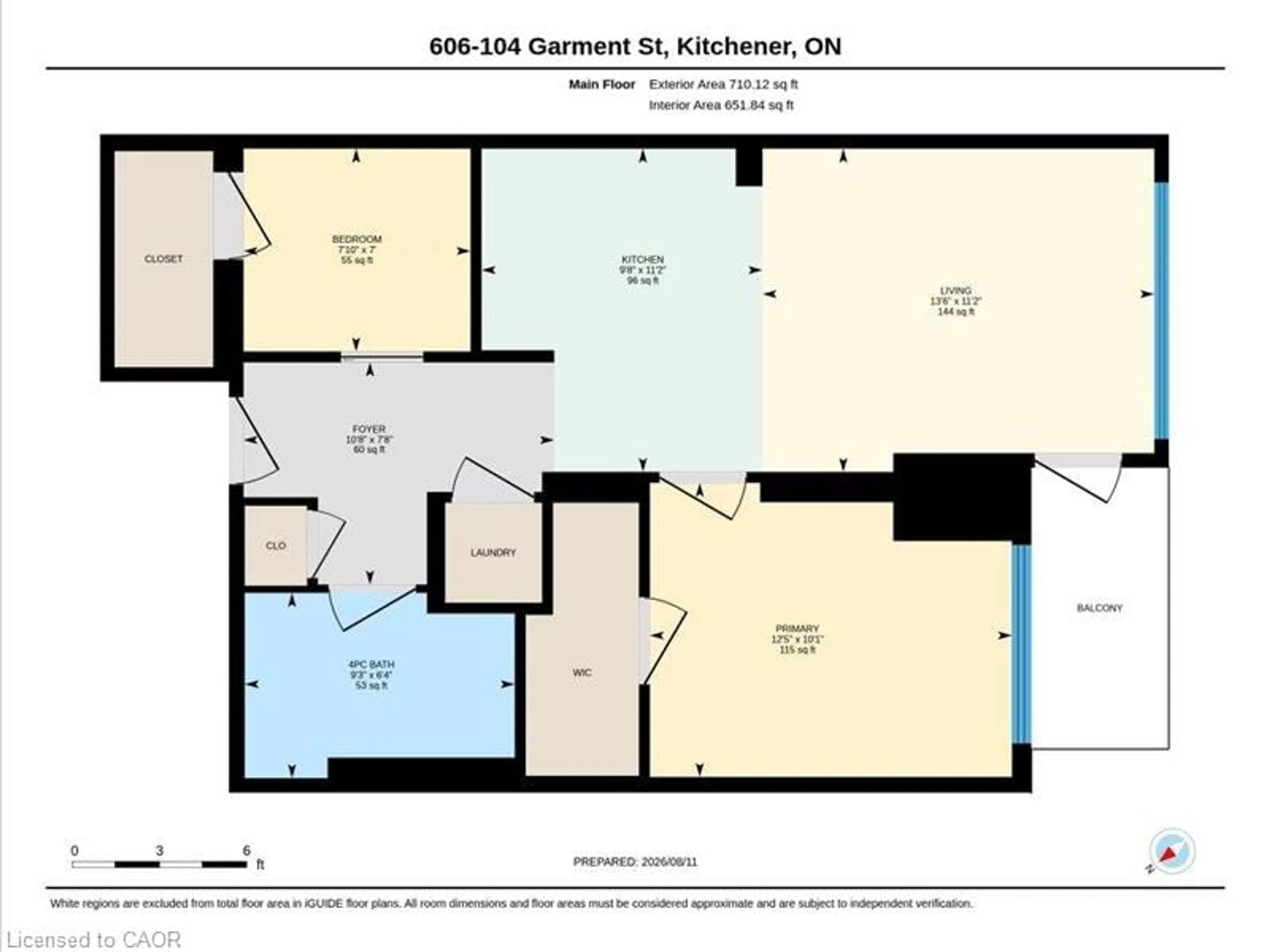 Floor plan for 104 Garment St #606, Kitchener Ontario N2G 0C8