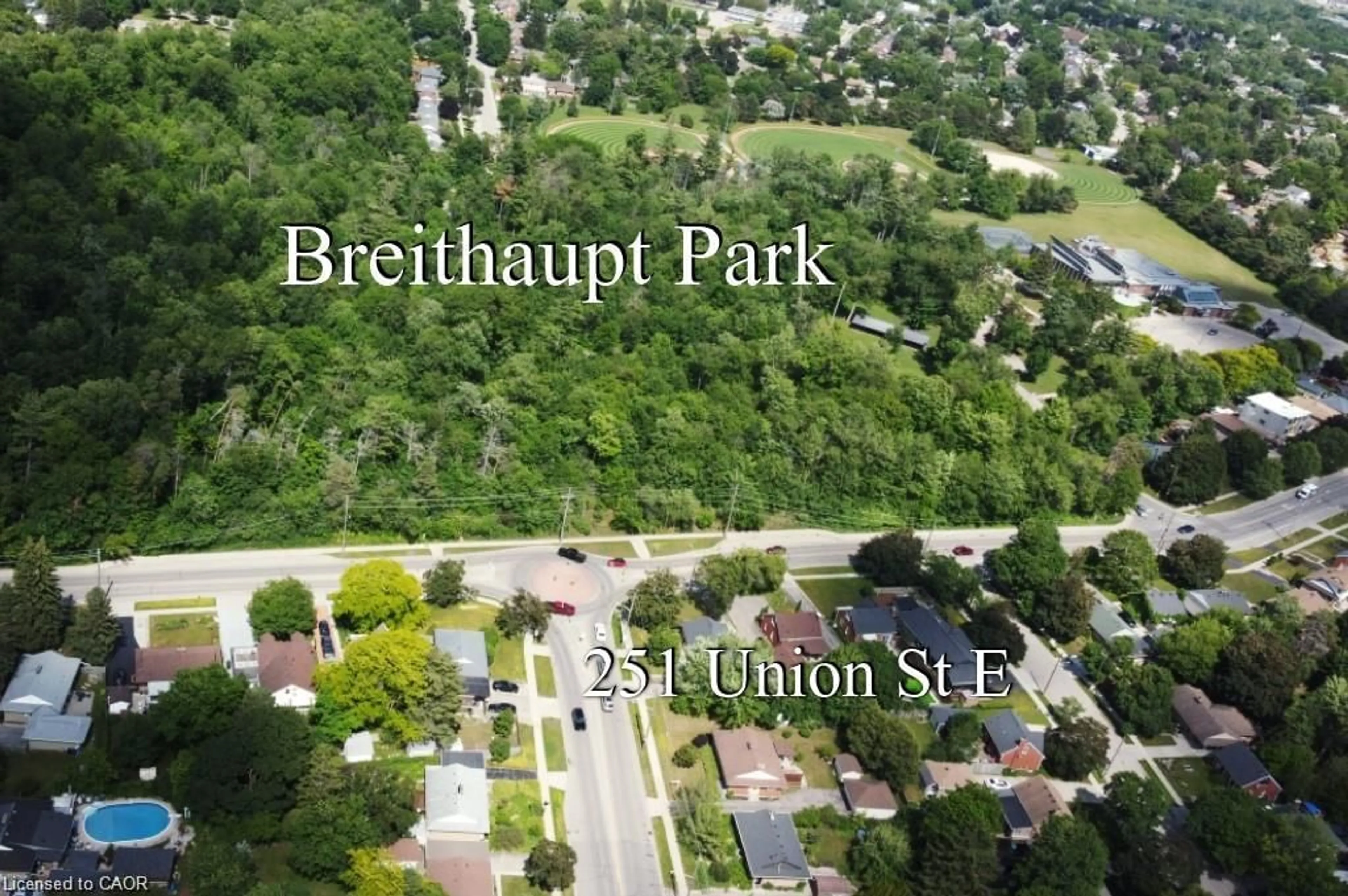 A pic from outside/outdoor area/front of a property/back of a property/a pic from drone, street for 251 Union St, Waterloo Ontario N2J 1E3